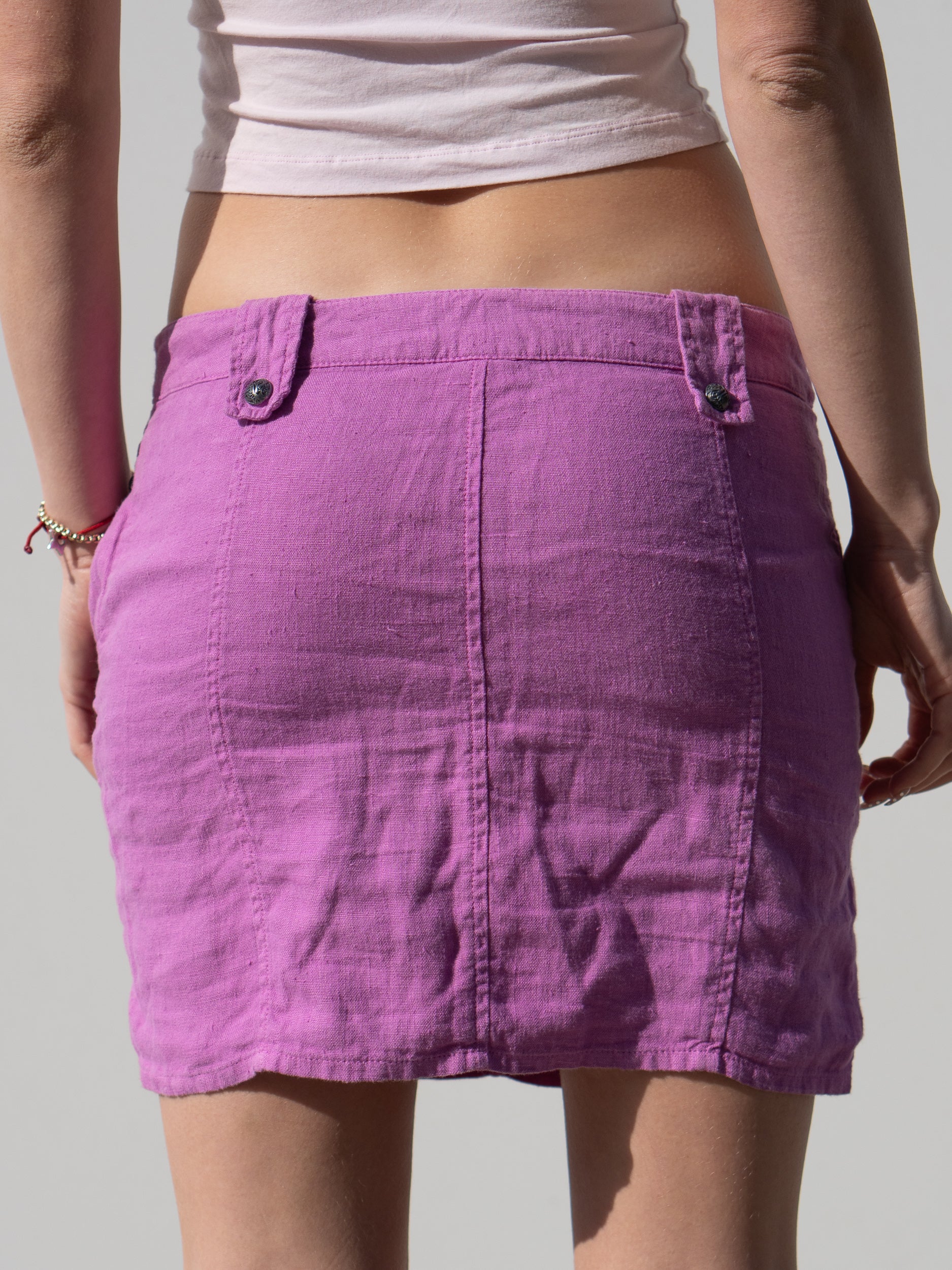 VERSACE Mini Skirt Pink Linen Size 24