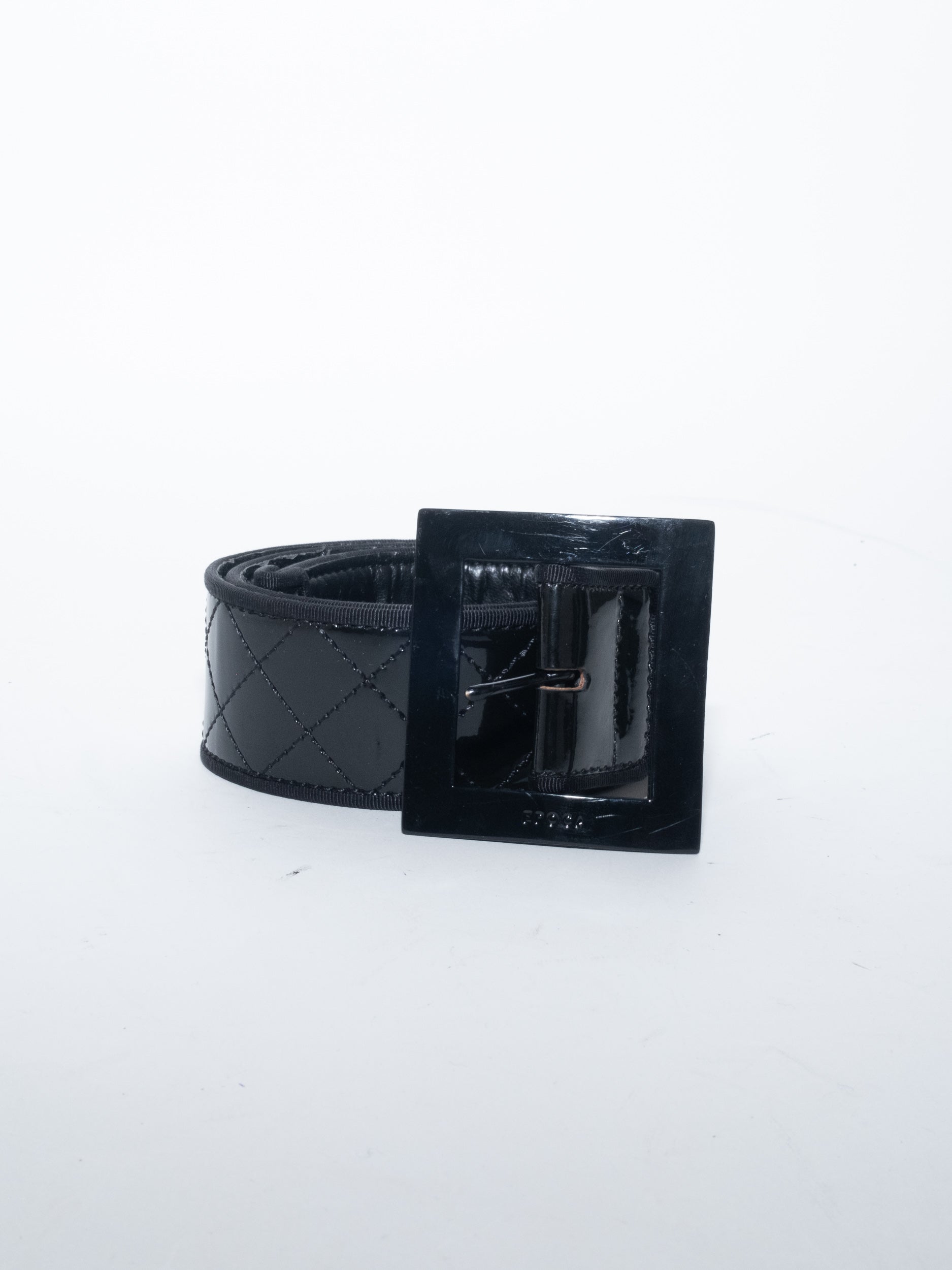 EPOCA Patent Leather Belt Quilted Buckle