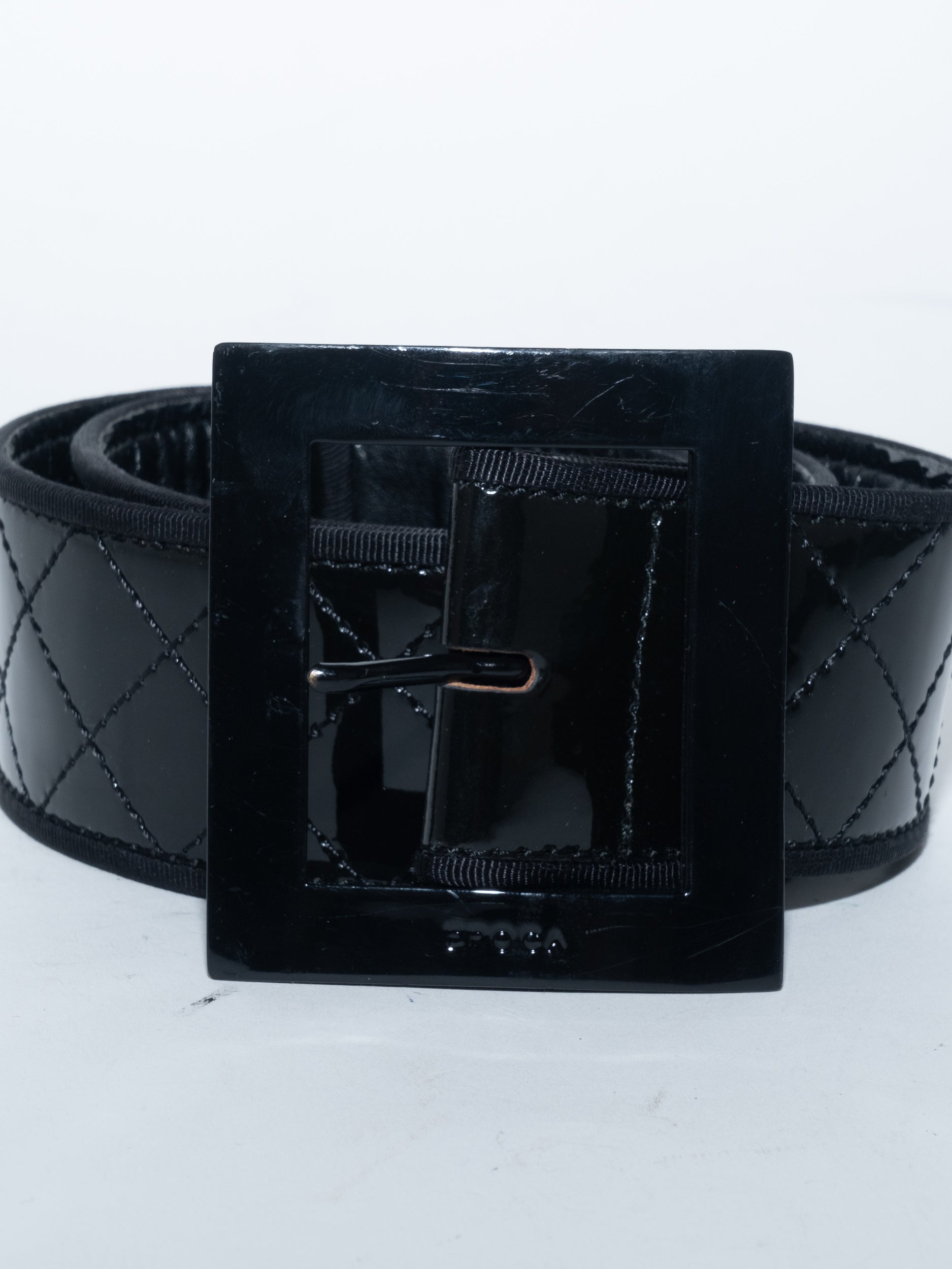 EPOCA Patent Leather Belt Quilted Buckle
