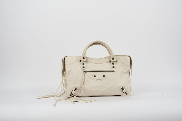 White Leather City Bag - Volver