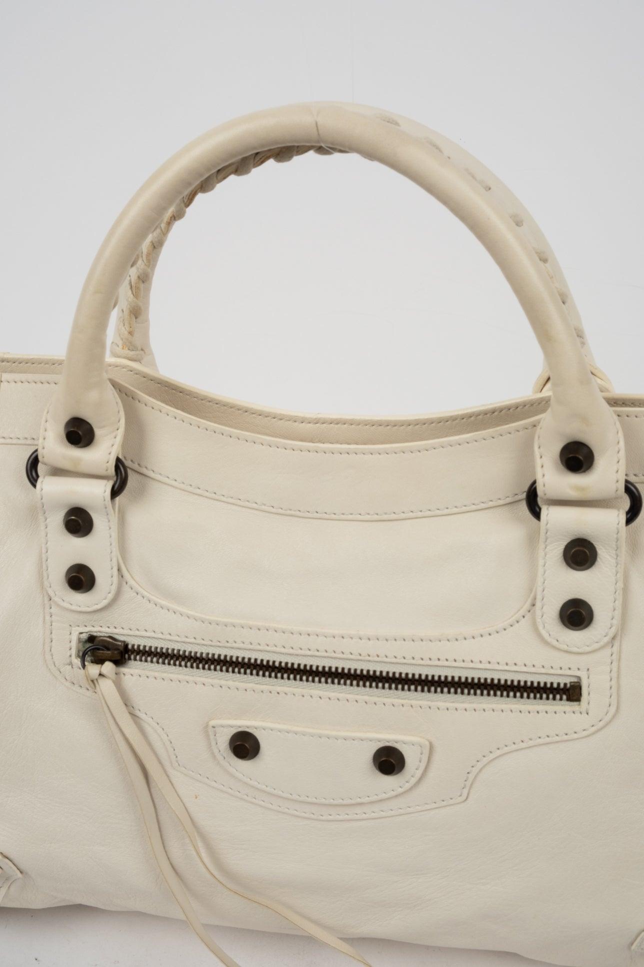 White Leather City Bag - Volver