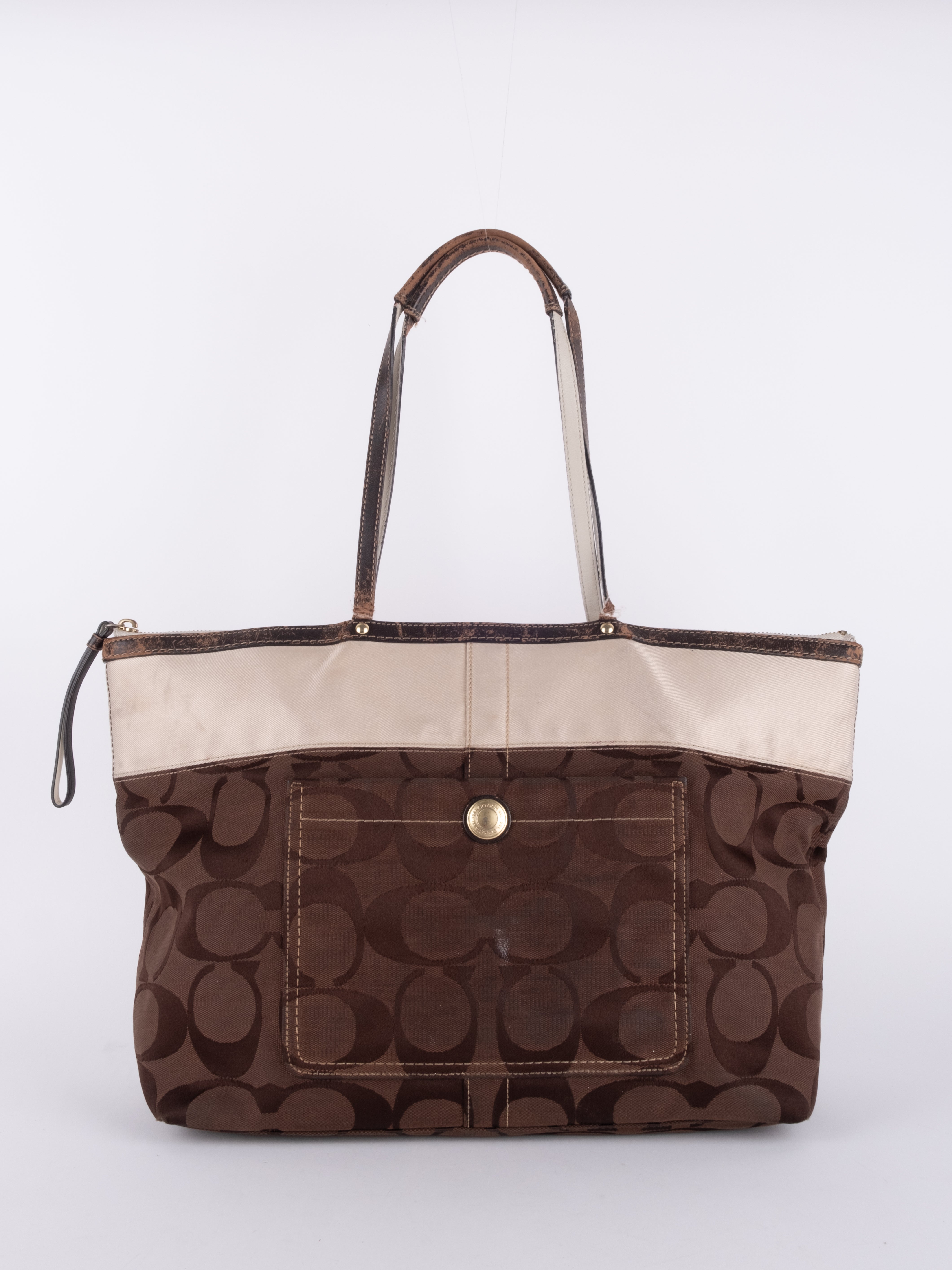 Coach Signature Tote Brown & Ivory