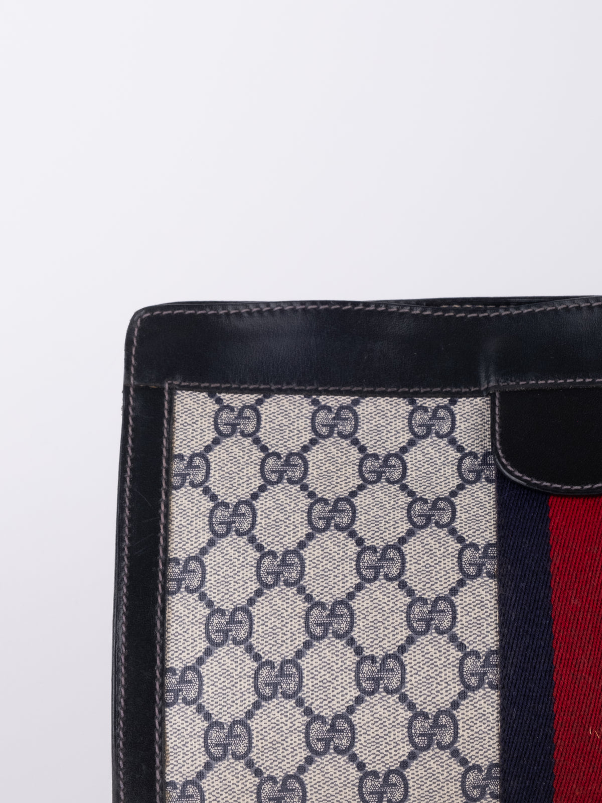 Gucci Vintage GG Supreme Web Stripe Clutch Bag Black
