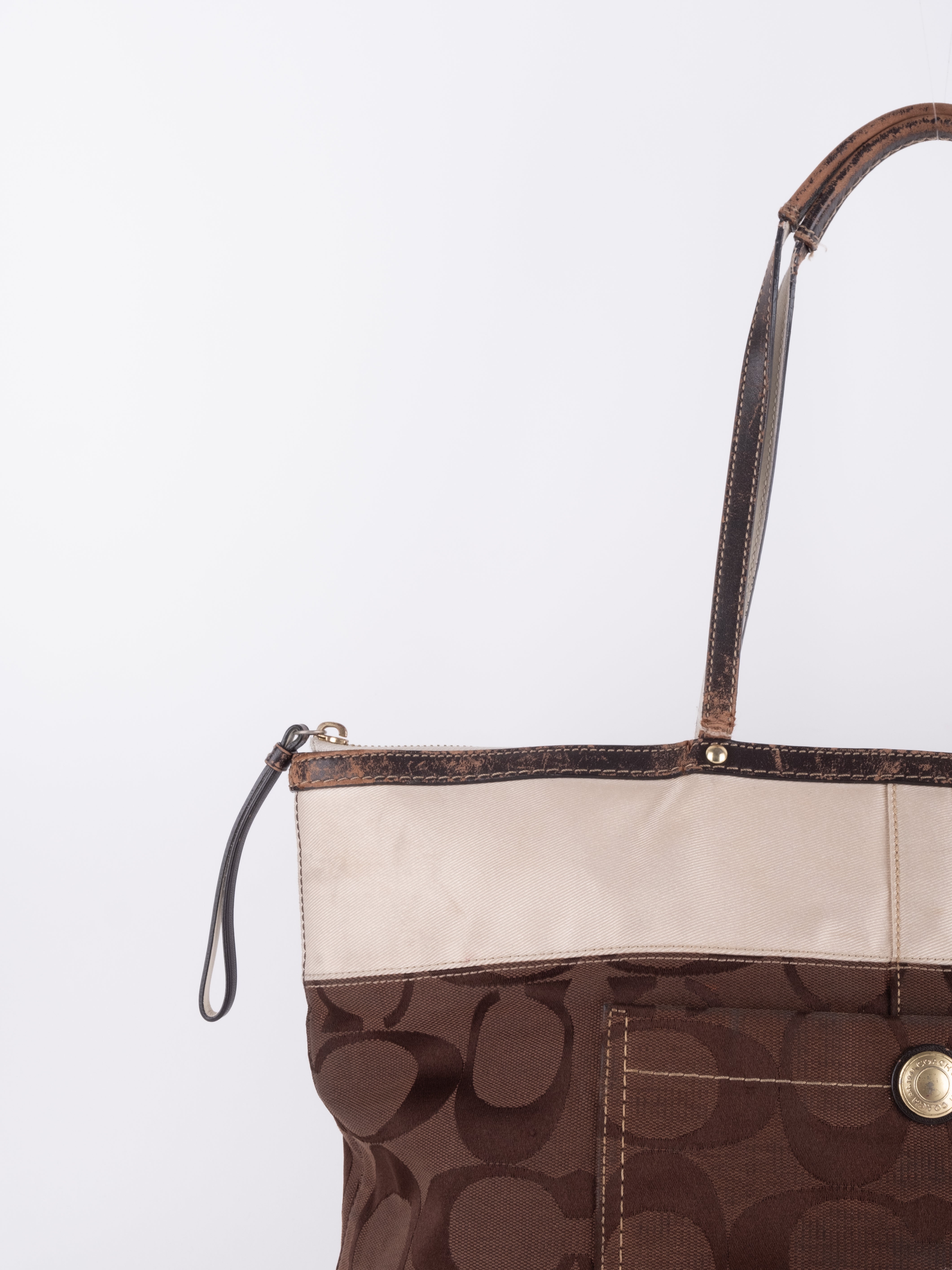 Coach Signature Tote Brown & Ivory