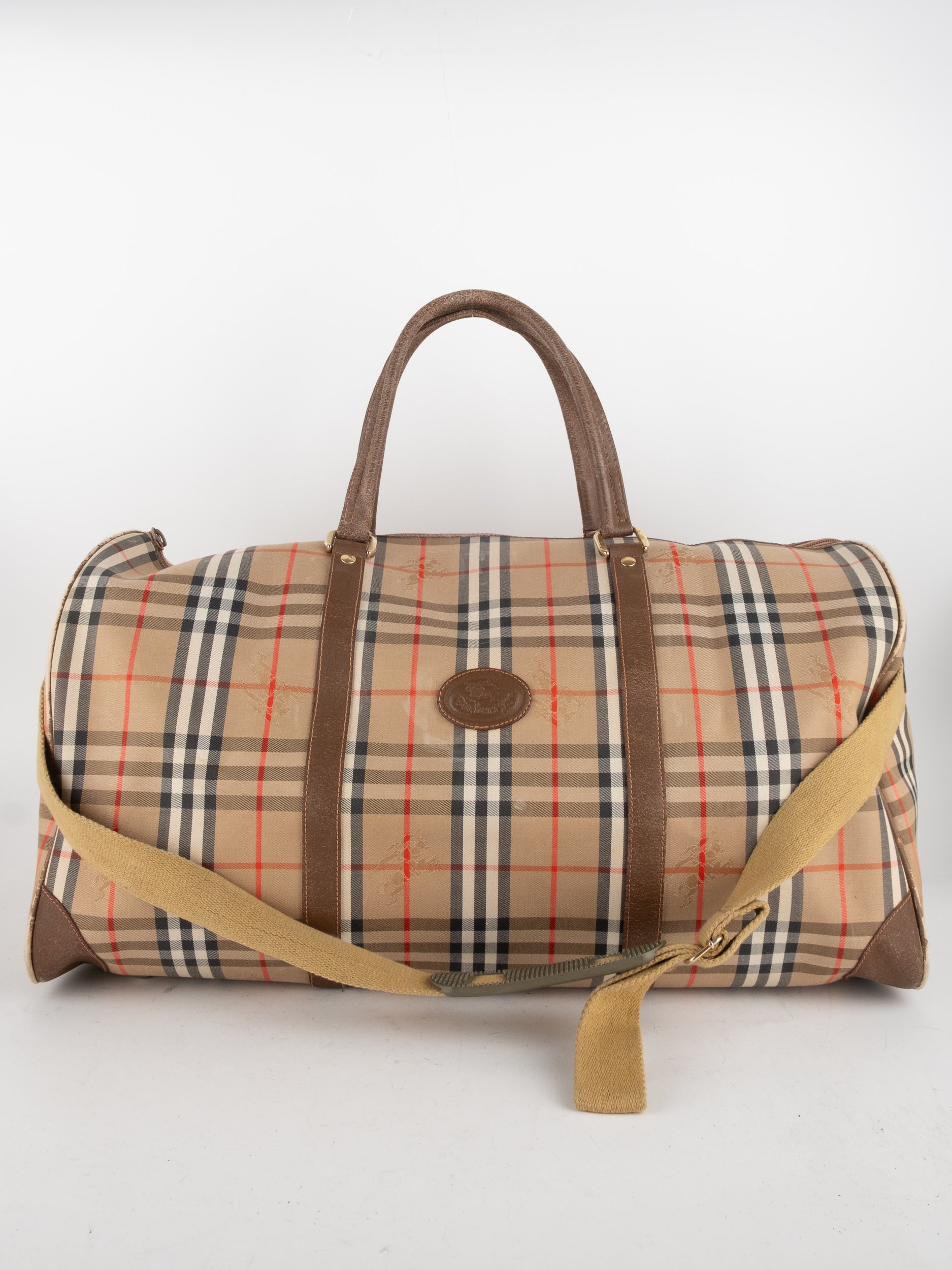 BURBERRY Travel Duffel Bag Check Canvas