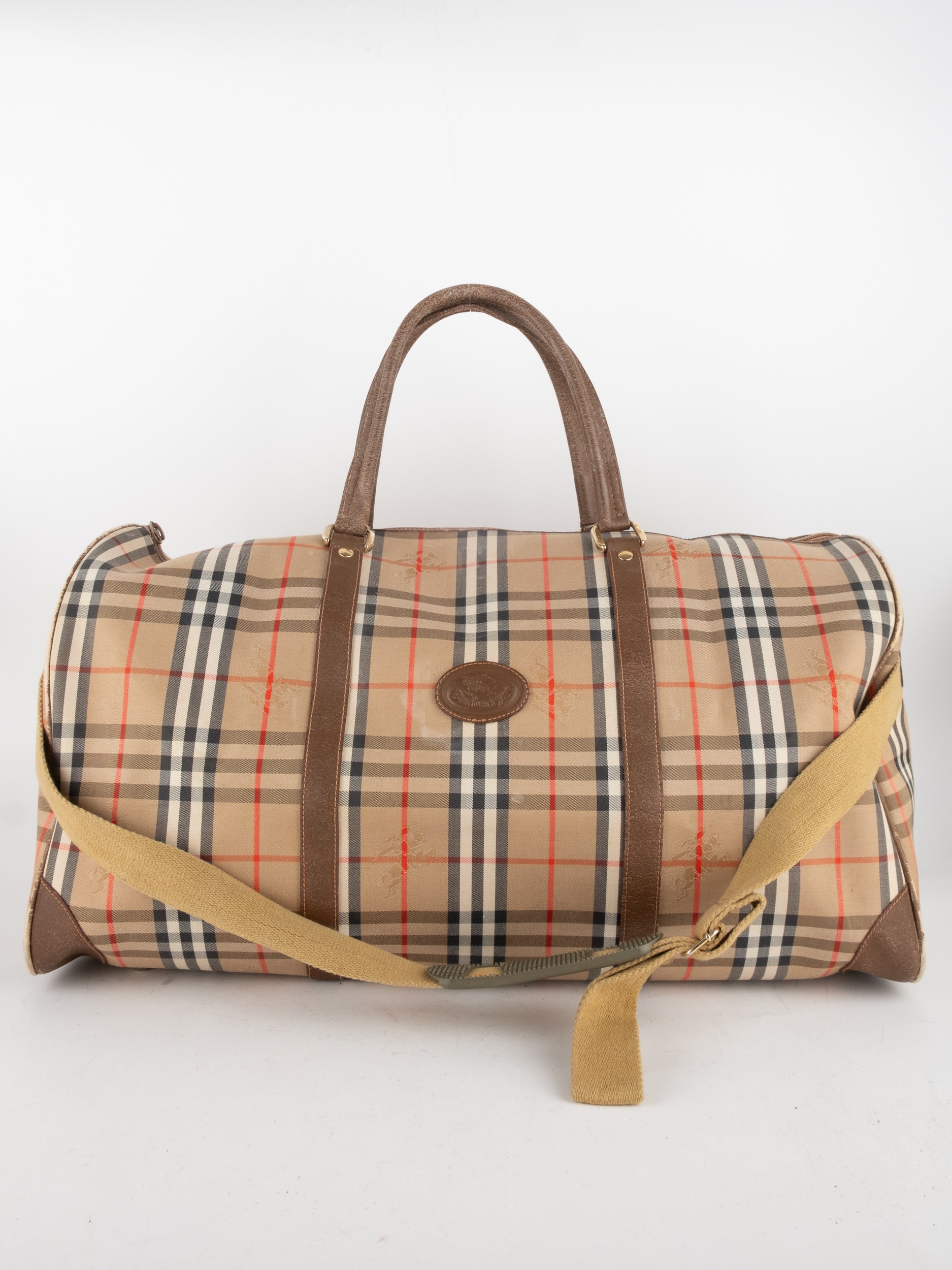 BURBERRY Travel Duffel Bag Check Canvas