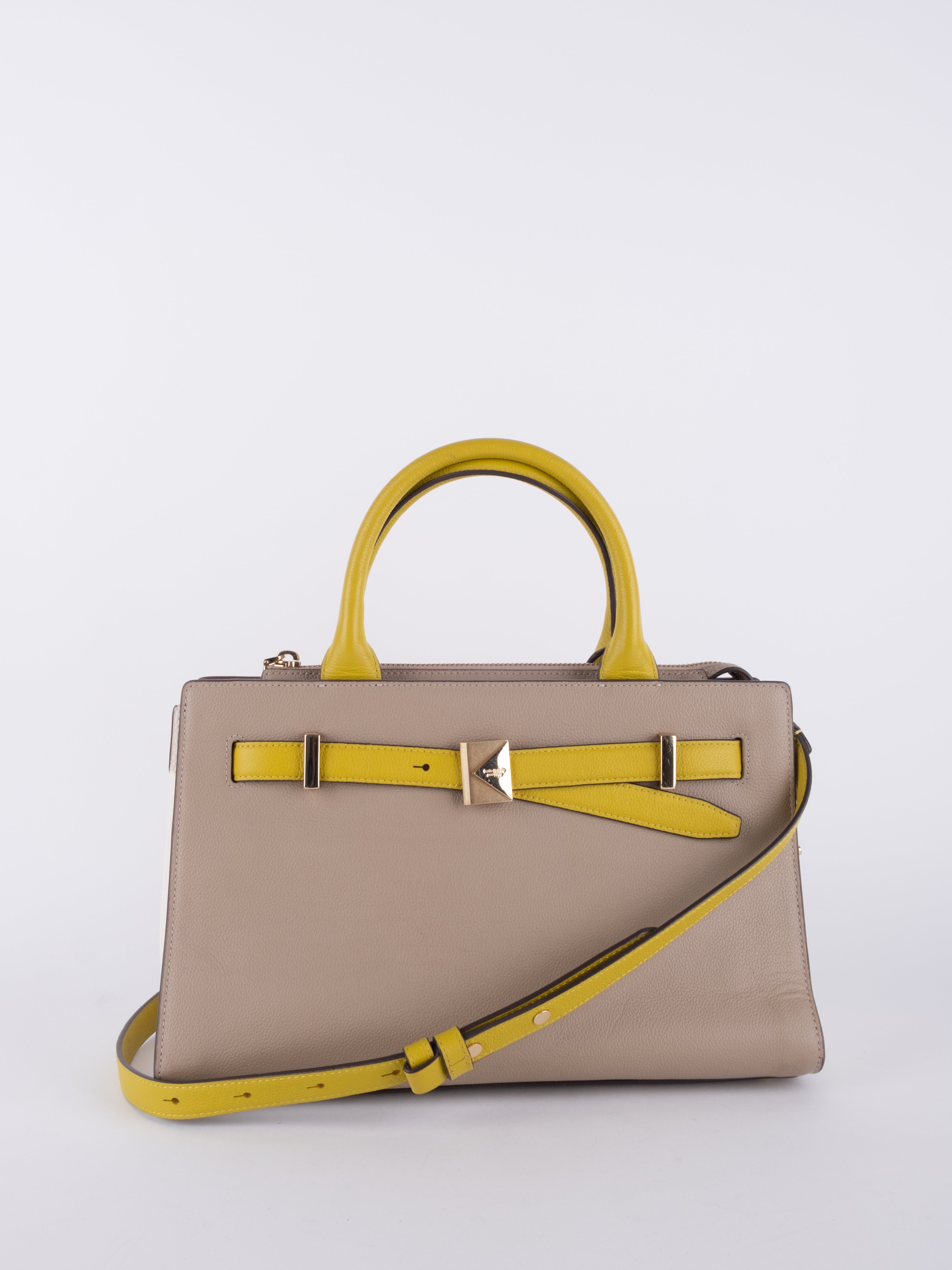 Kate Spade Leather Top Handle Satchel Beige