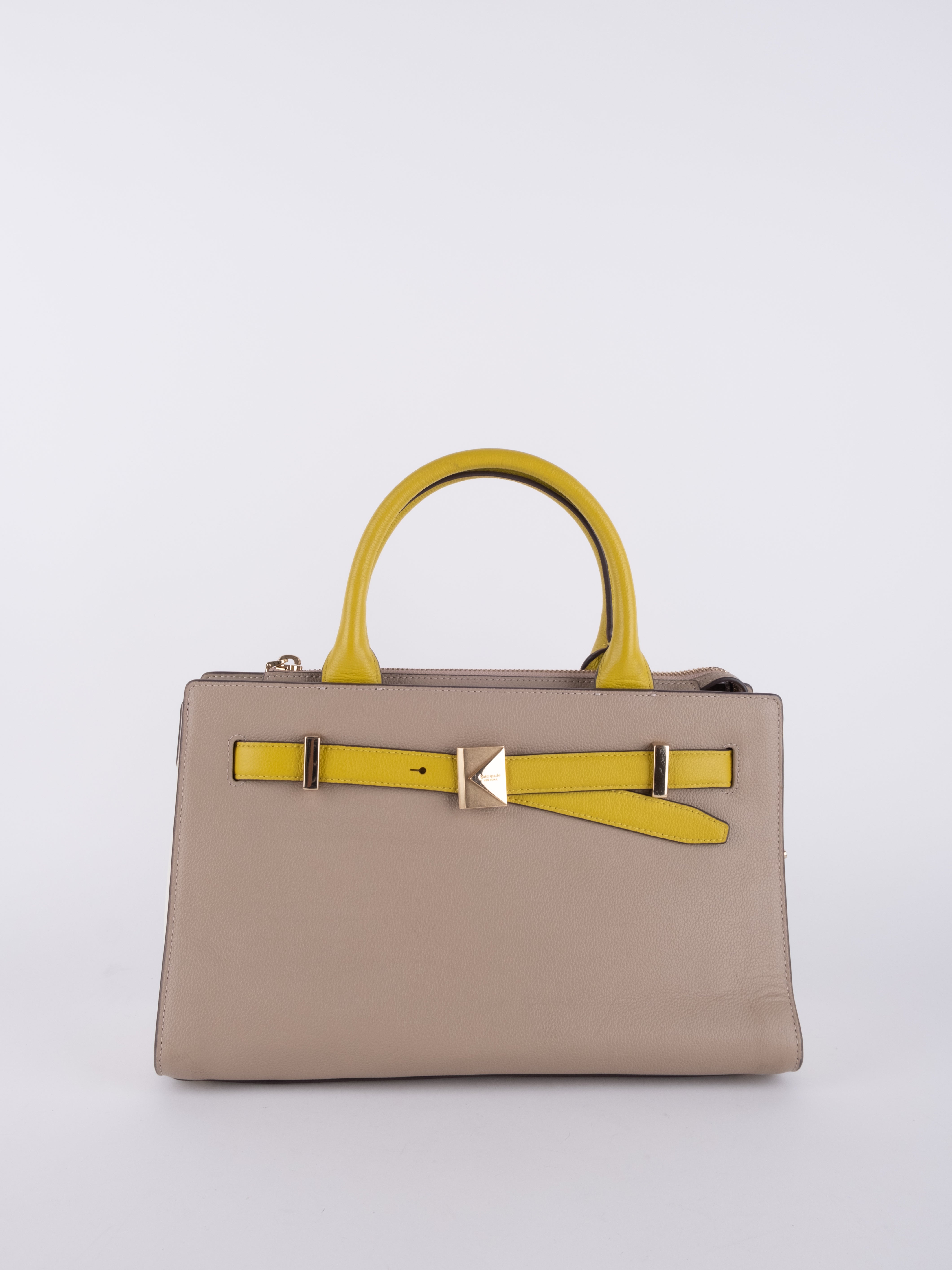 Kate Spade Leather Top Handle Satchel Beige