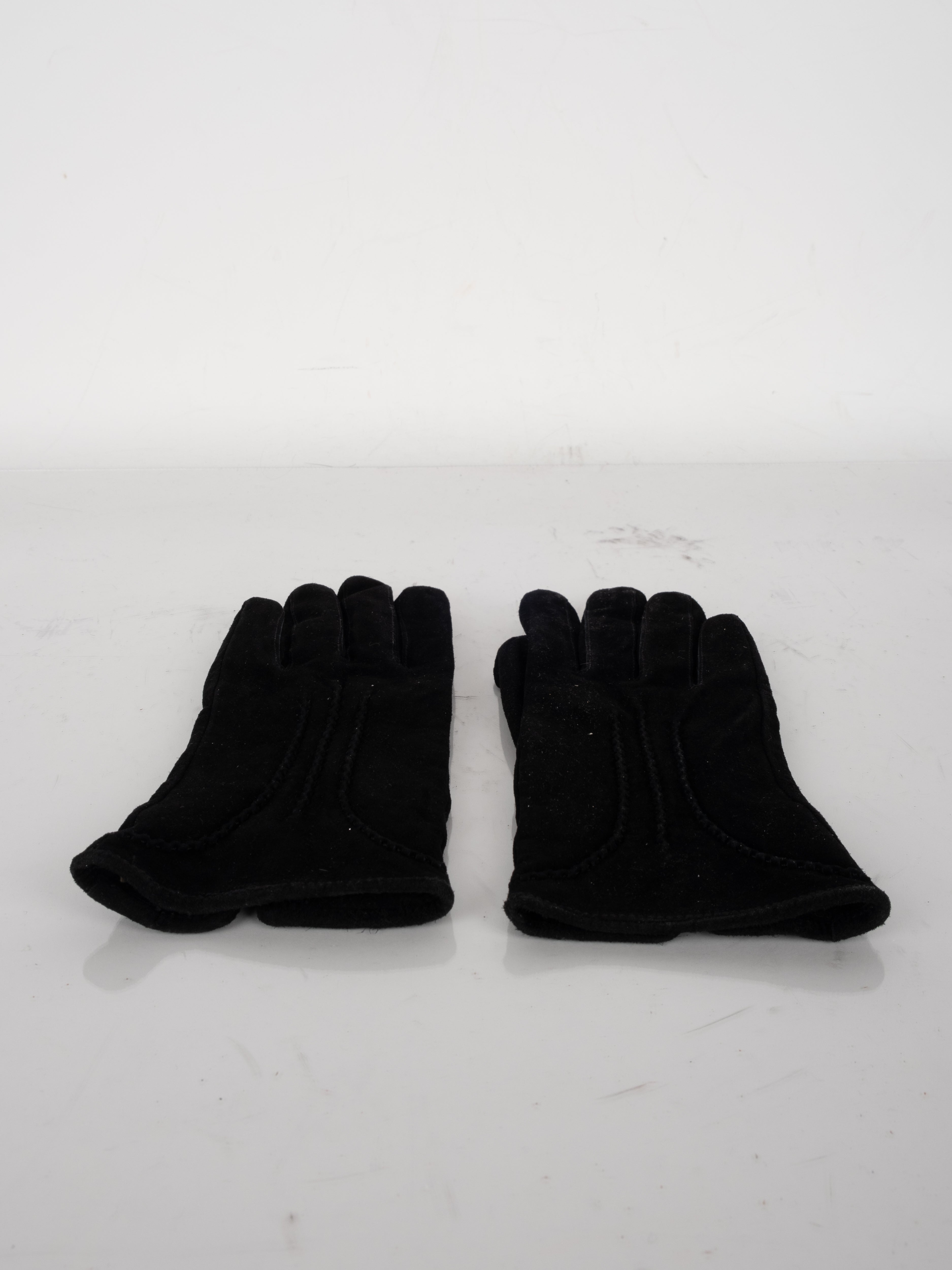 gucci Black Leather & Knit Gloves