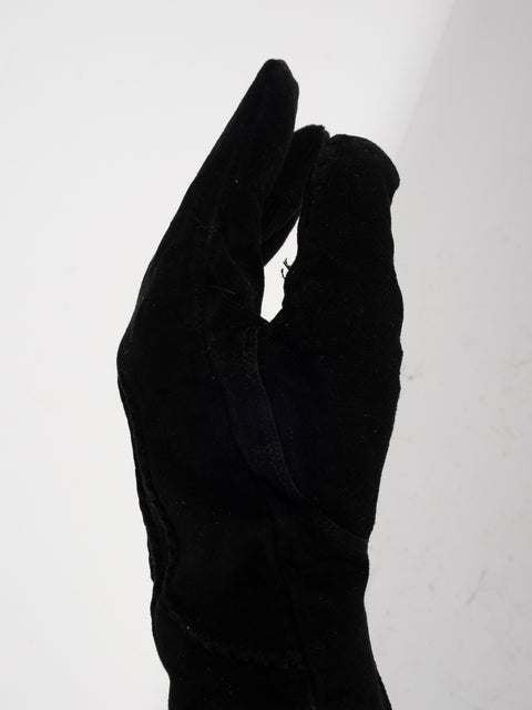 gucci Black Leather & Knit Gloves