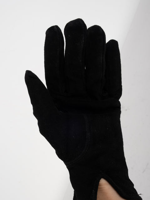 gucci Black Leather & Knit Gloves