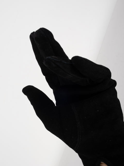 gucci Black Leather & Knit Gloves