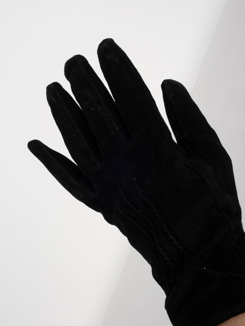 gucci Black Leather & Knit Gloves