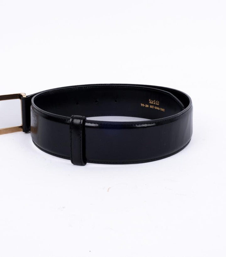 Black Leather Belt Gold - Volver