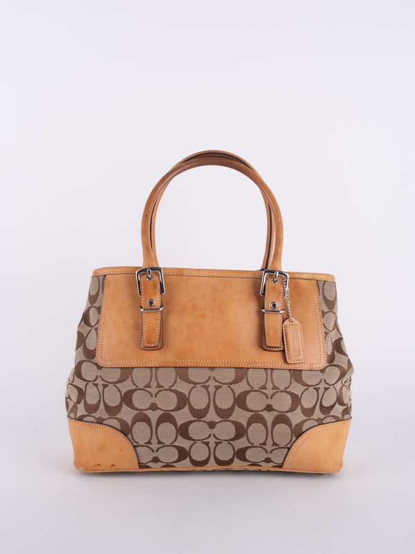 Coach Signature Leather Satchel Brown