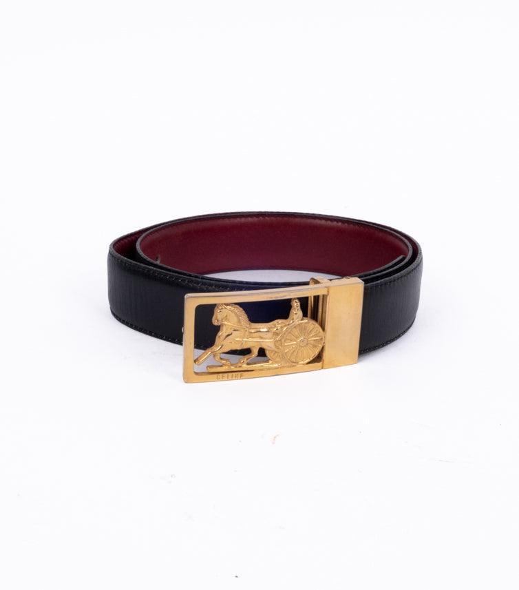 Black Leather Gold Belt - Volver