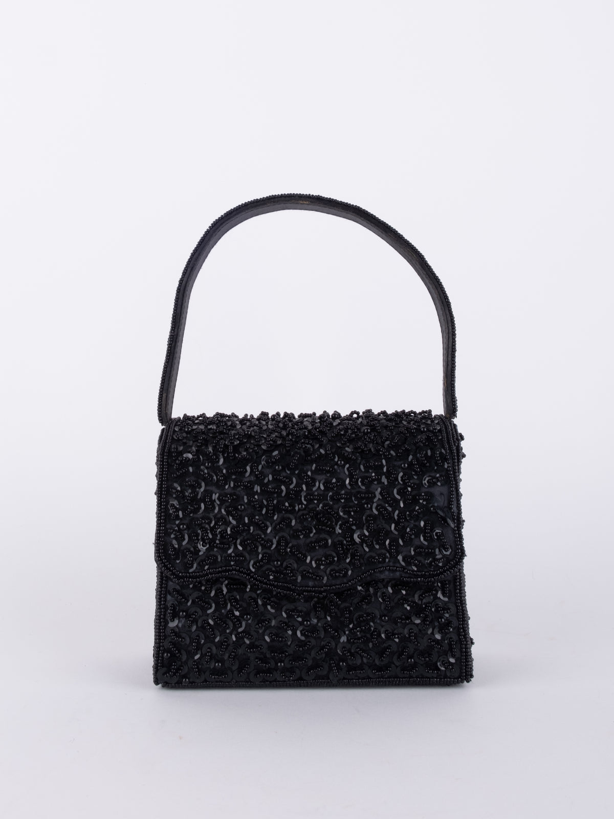 Vintage Black Beaded Mini Evening Bag