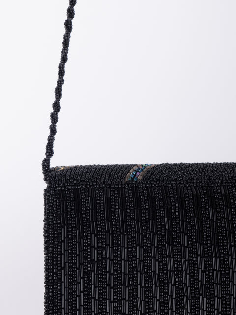 Vintage Black Floral Embroidered Shoulder Bag