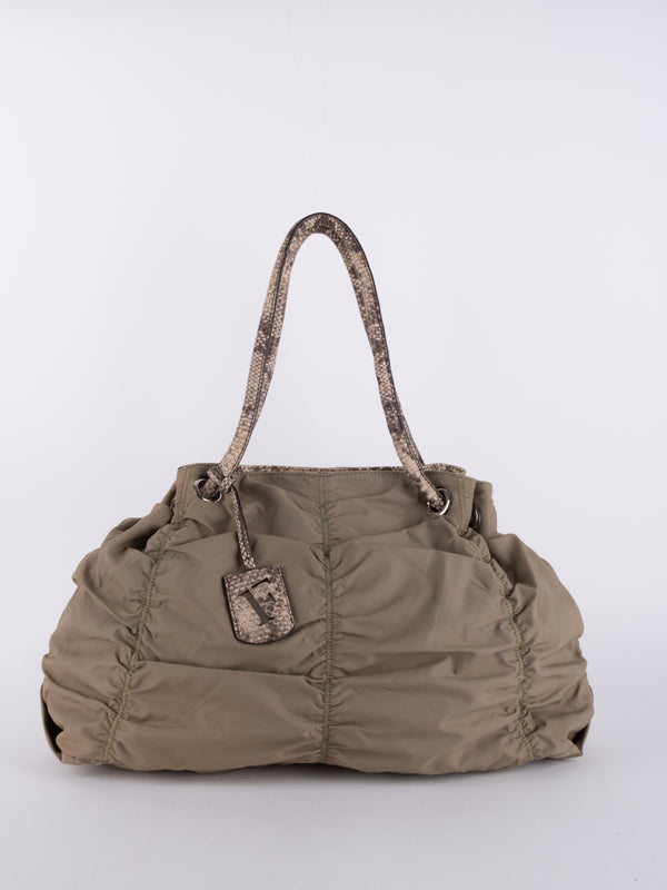 Furla Gathered Leather Shoulder Bag Taupe
