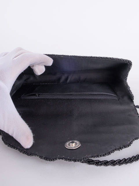 Vintage Black Floral Embroidered Shoulder Bag