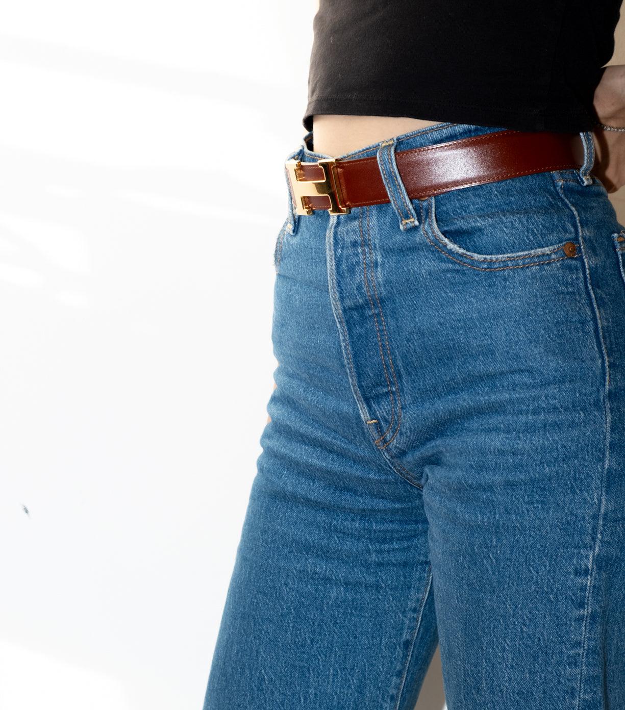 double Sided Leather Belt Gold