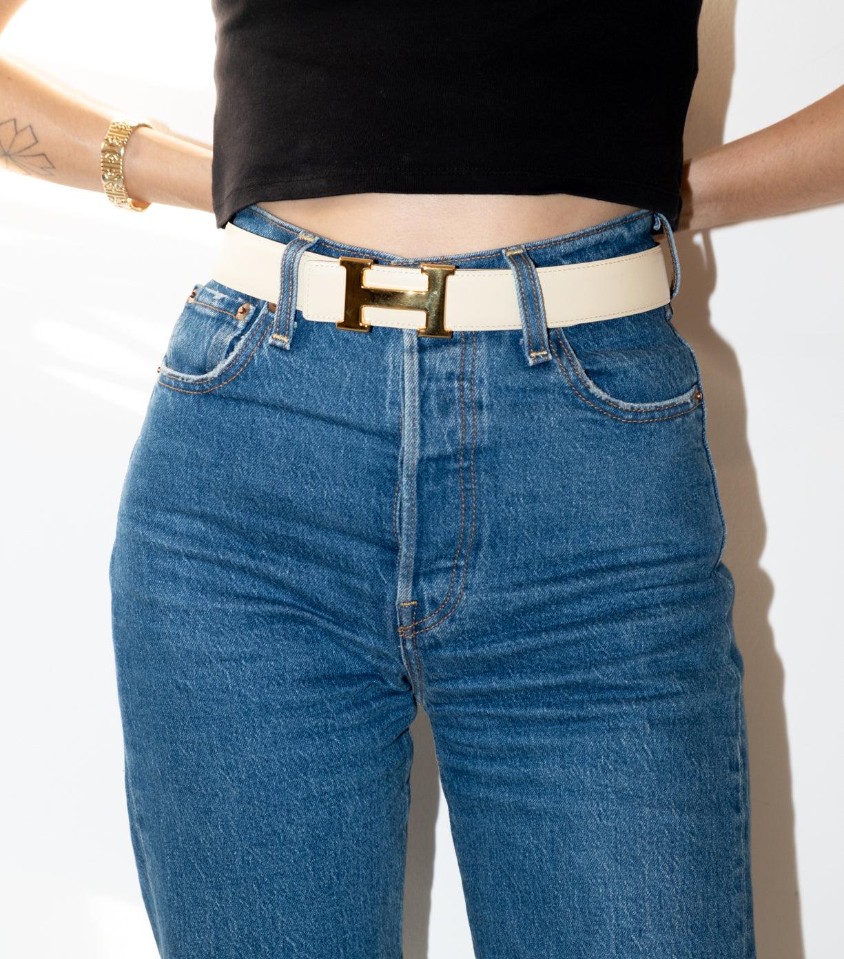 double Sided Leather Belt Gold