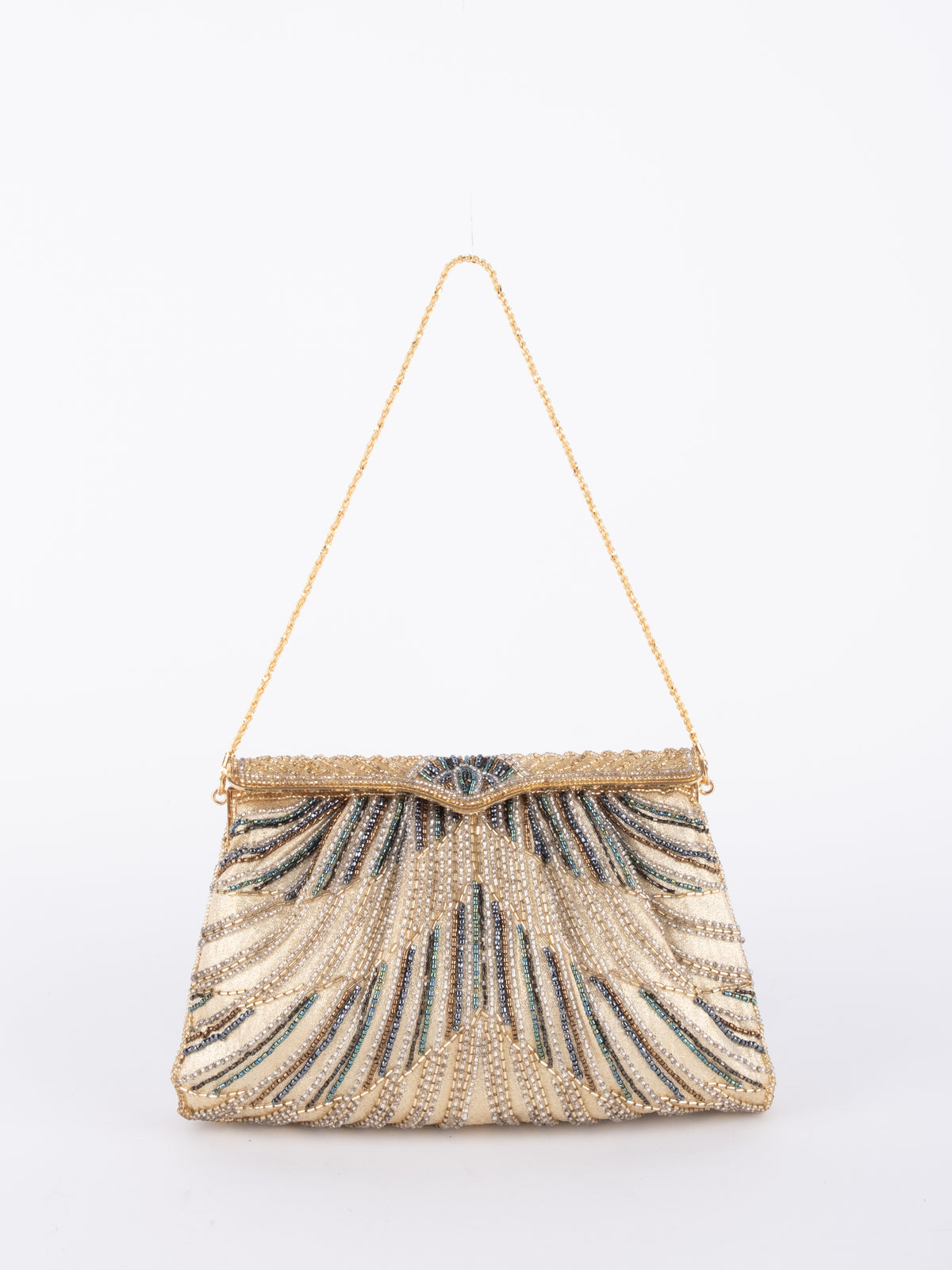 Vintage Beaded Palm Leaf Mini Evening Bag