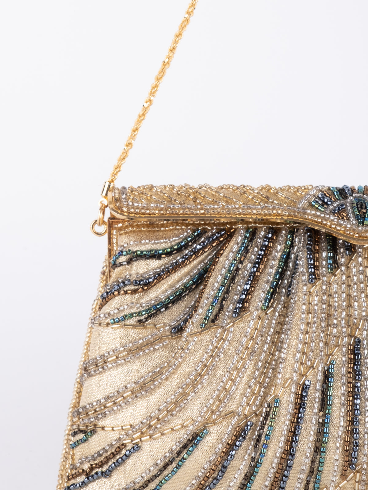Vintage Beaded Palm Leaf Mini Evening Bag
