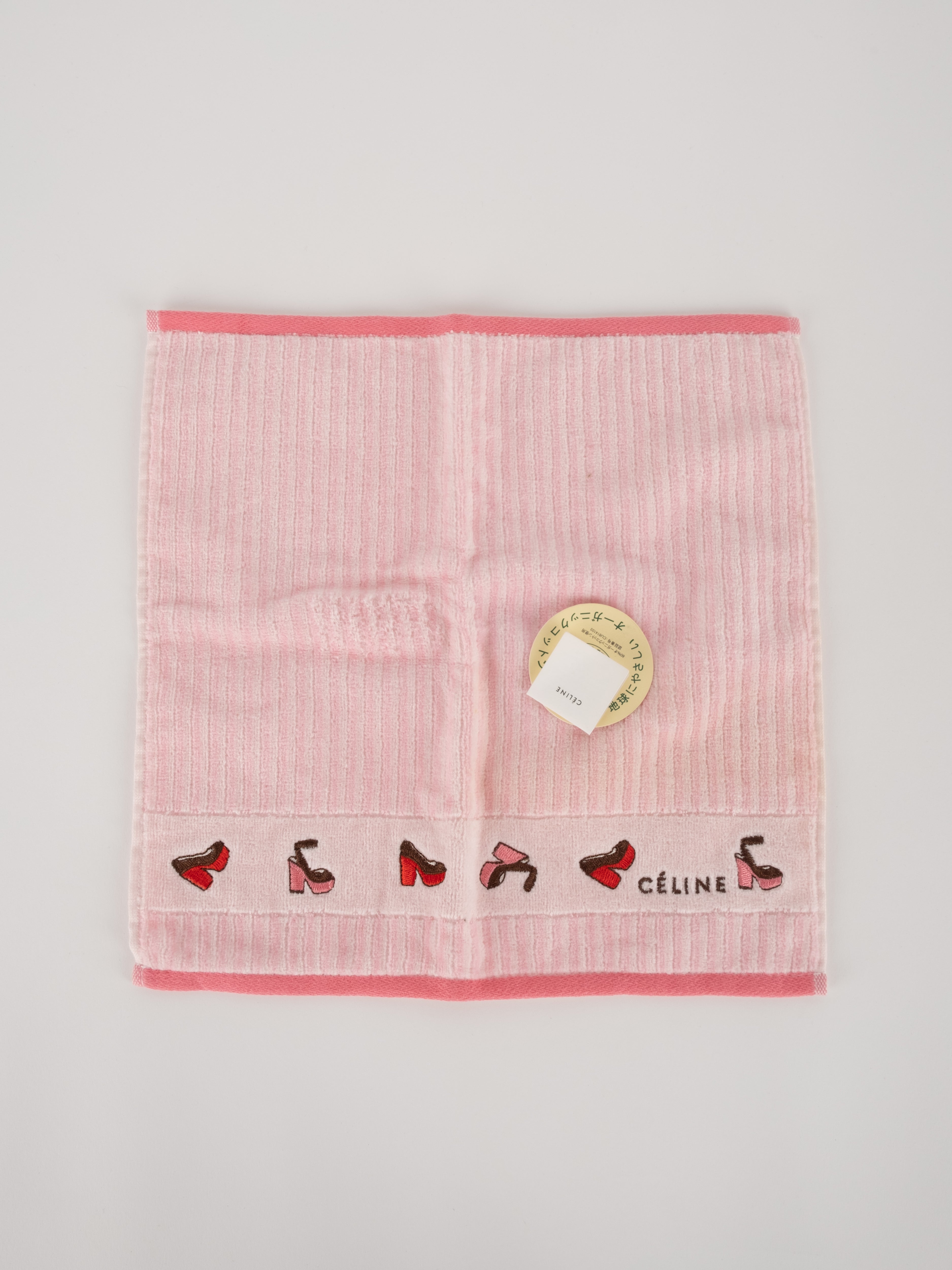CELINE Pink Embroidered Towel – Shoes Motif