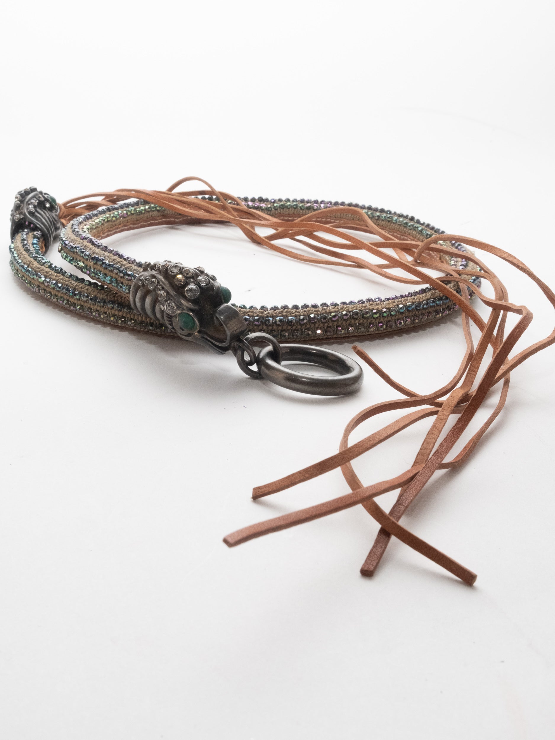 Vintage Beaded Wrap Bracelet Leather Tassel