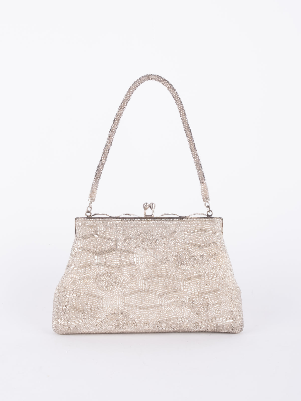 Vintage Ivory Beaded Evening Shoulder Bag