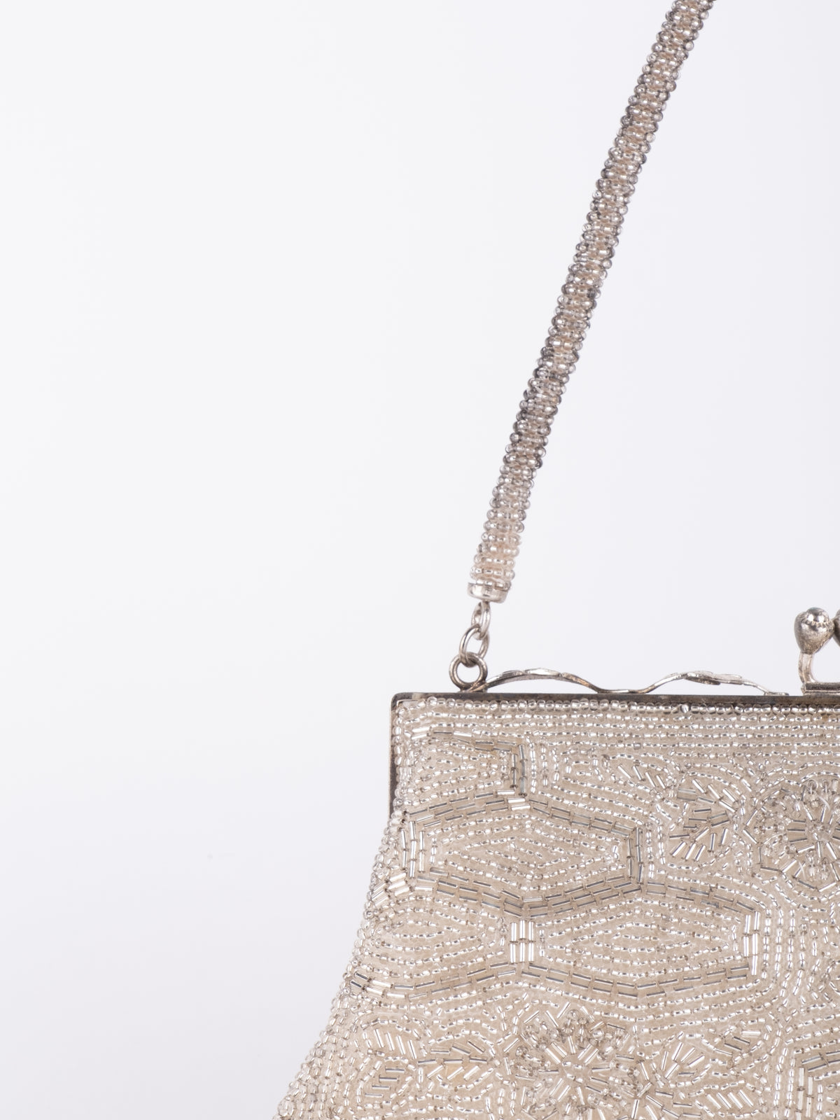 Vintage Ivory Beaded Evening Shoulder Bag