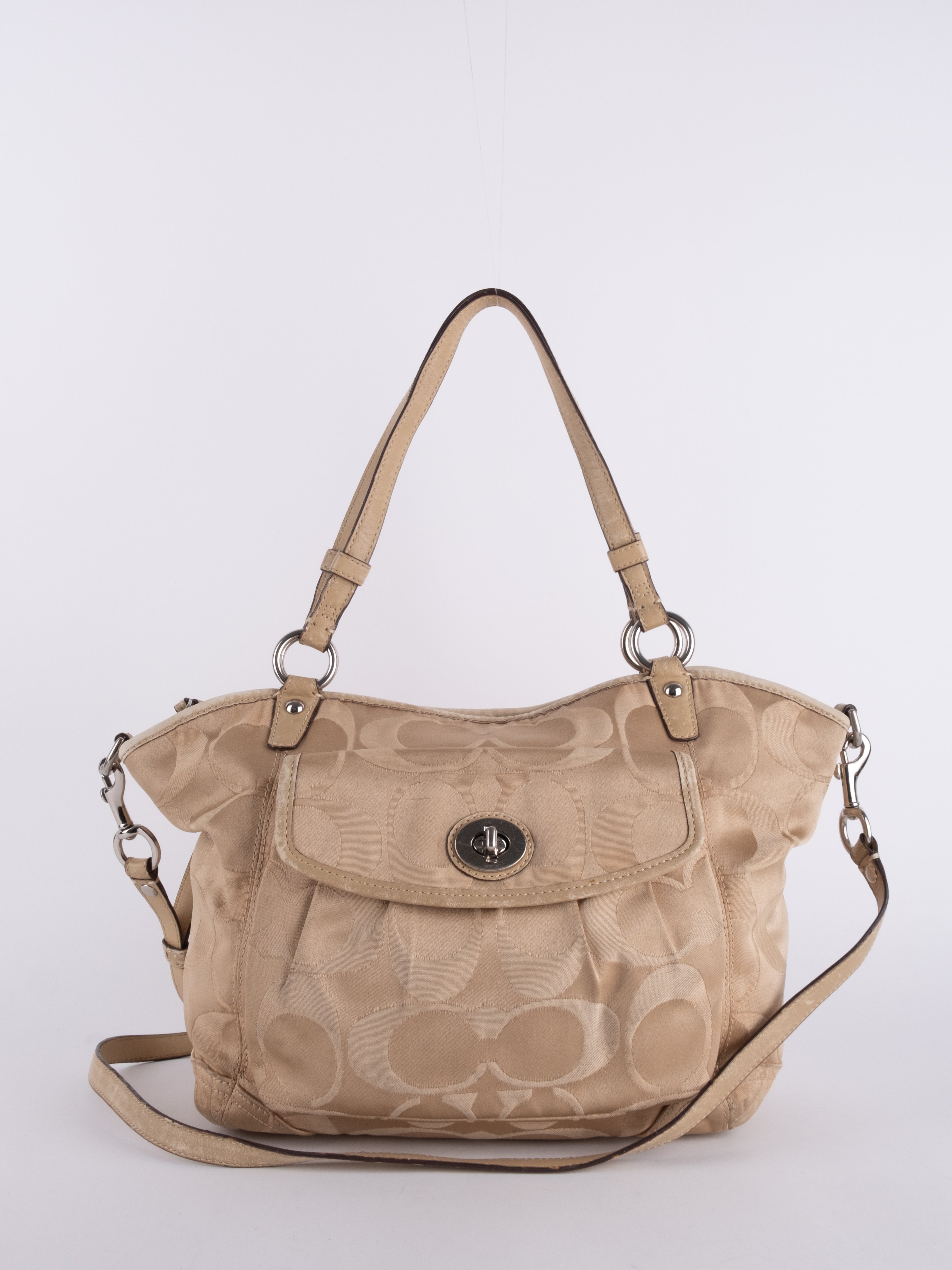 Coach Signature Hobo Shoulder Bag Beige