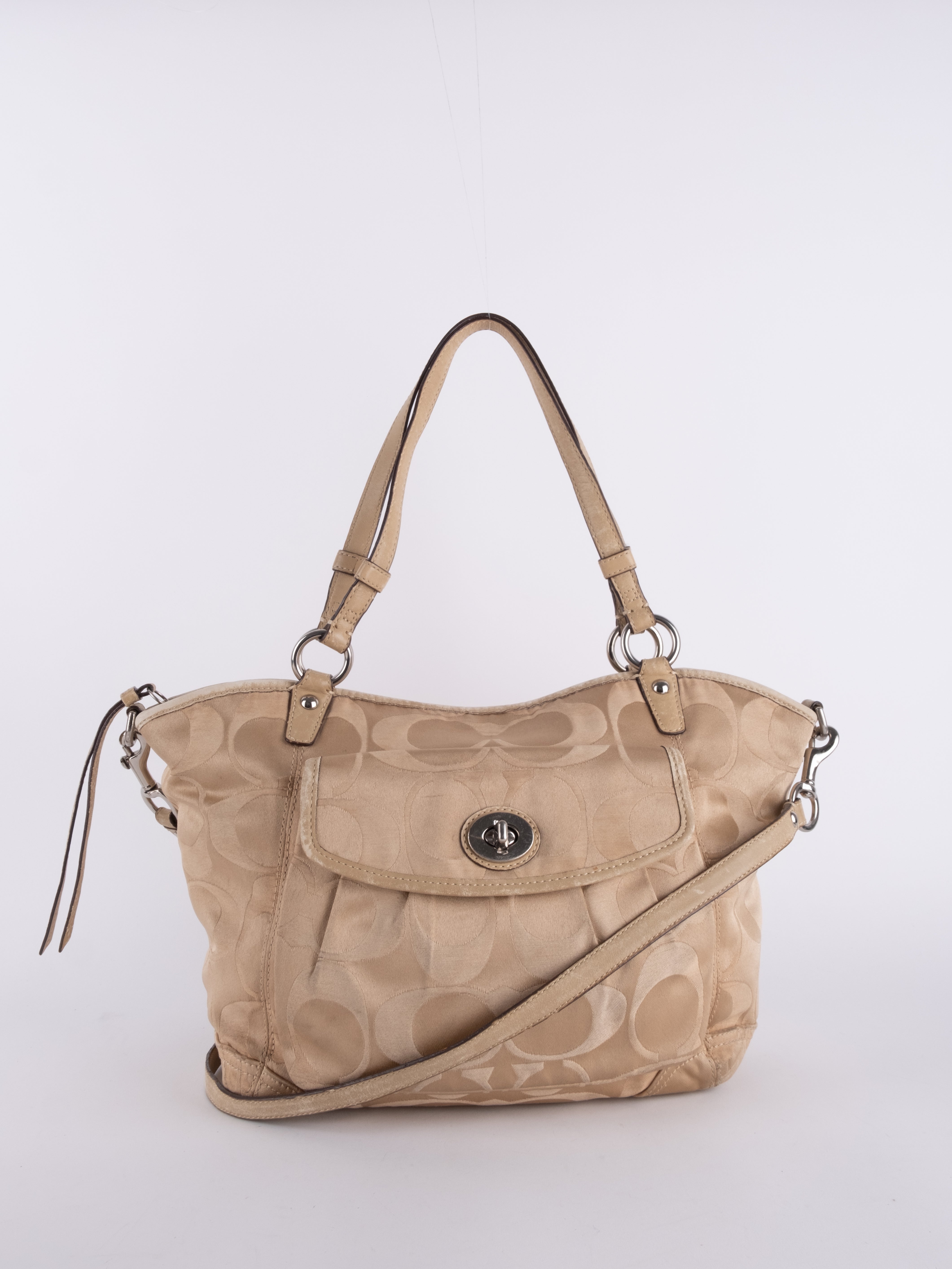 Coach Signature Hobo Shoulder Bag Beige