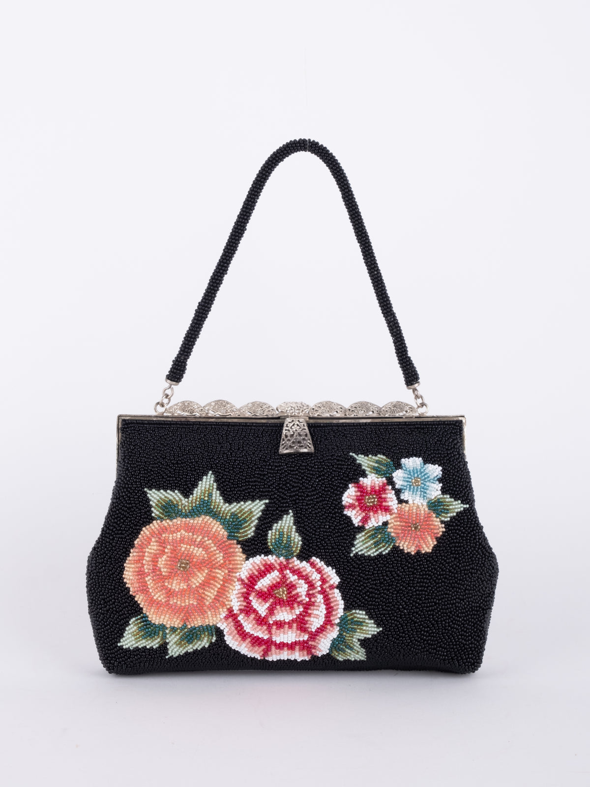 Vintage Black Floral Embroidered Evening Bag
