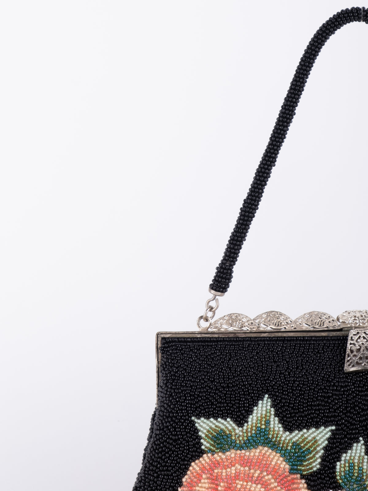 Vintage Black Floral Embroidered Evening Bag