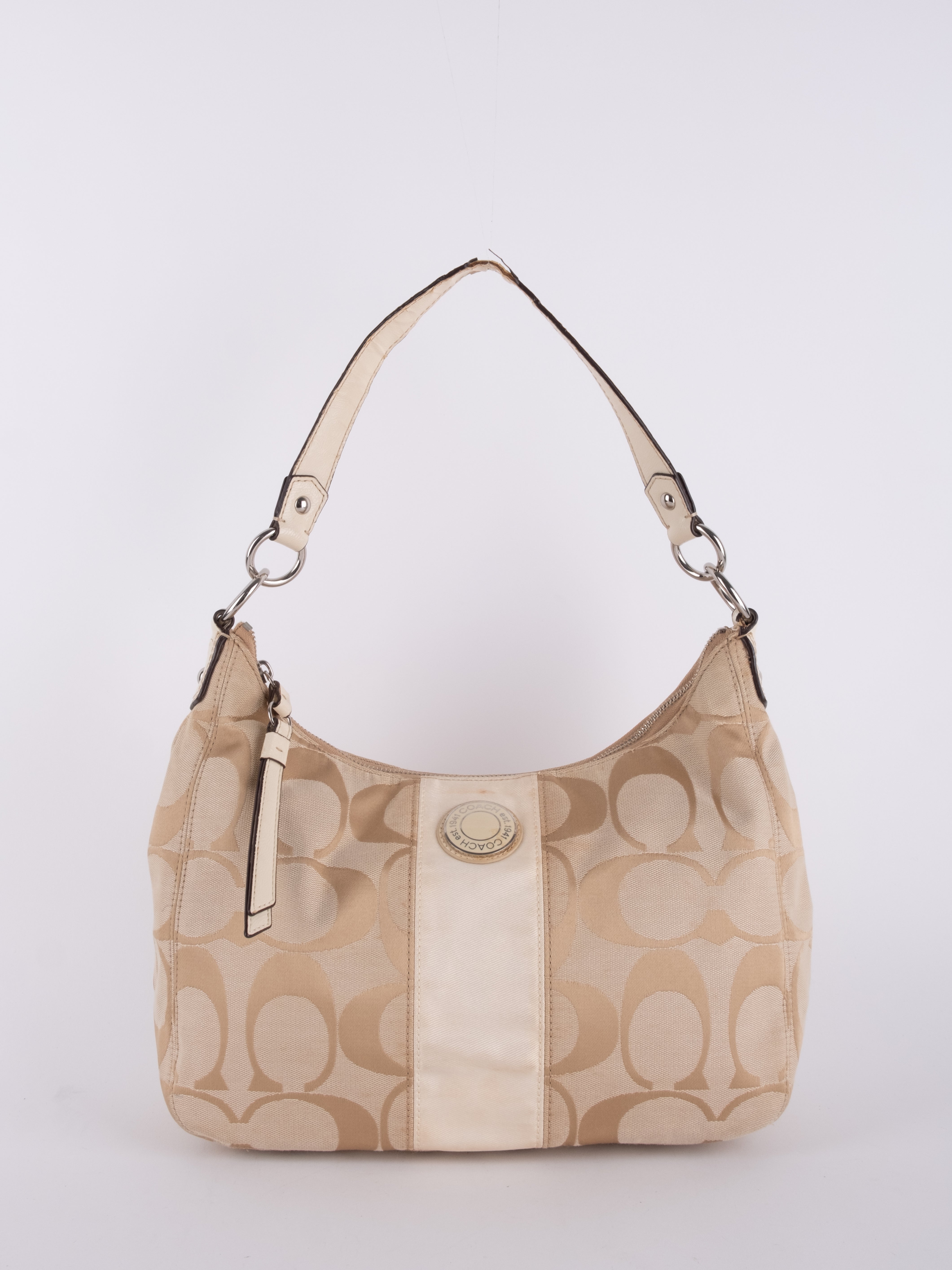 Coach Signature Hobo Shoulder Bag Beige