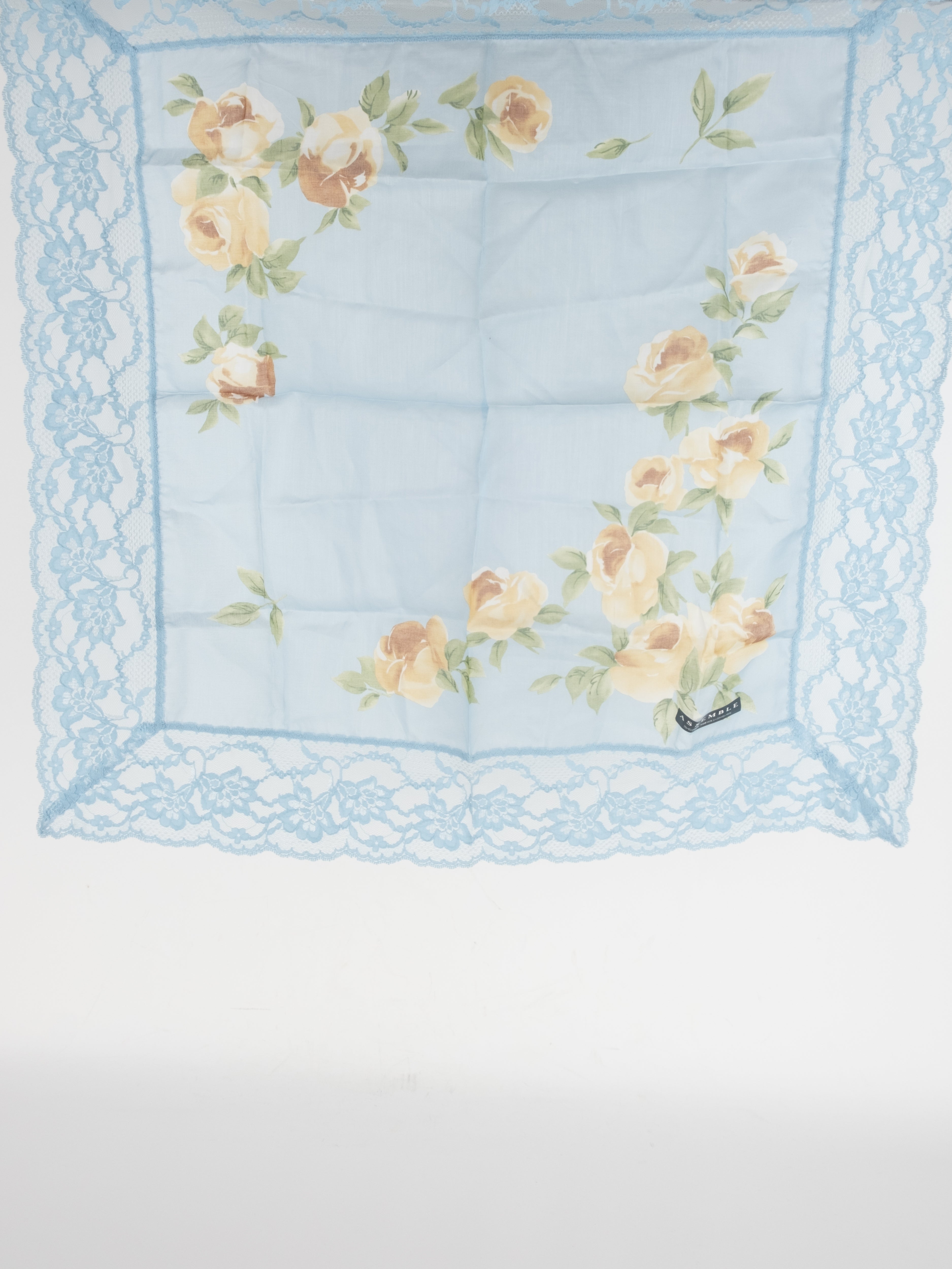 Blue Floral Lace Handkerchief / Scarf