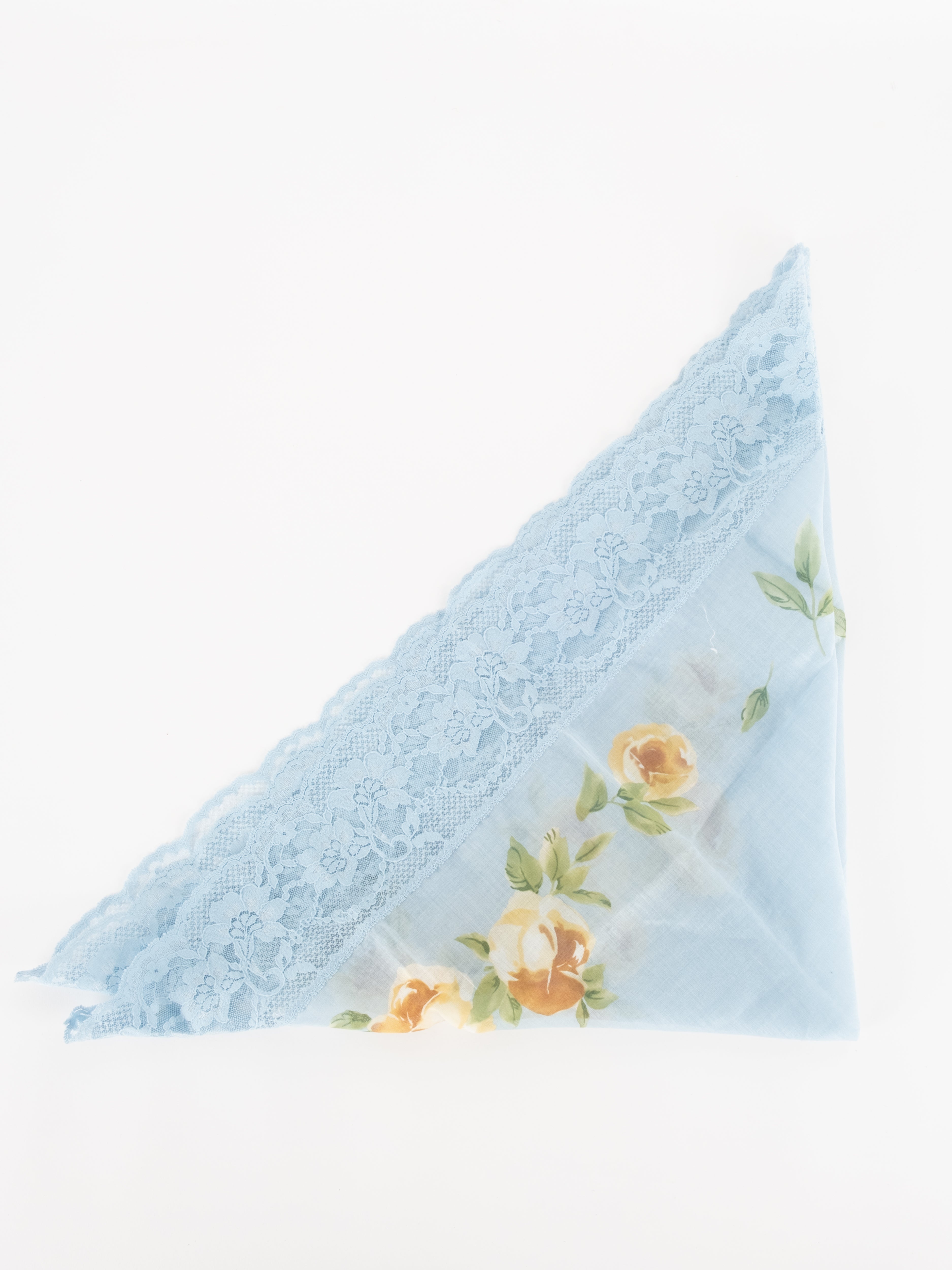 Blue Floral Lace Handkerchief / Scarf