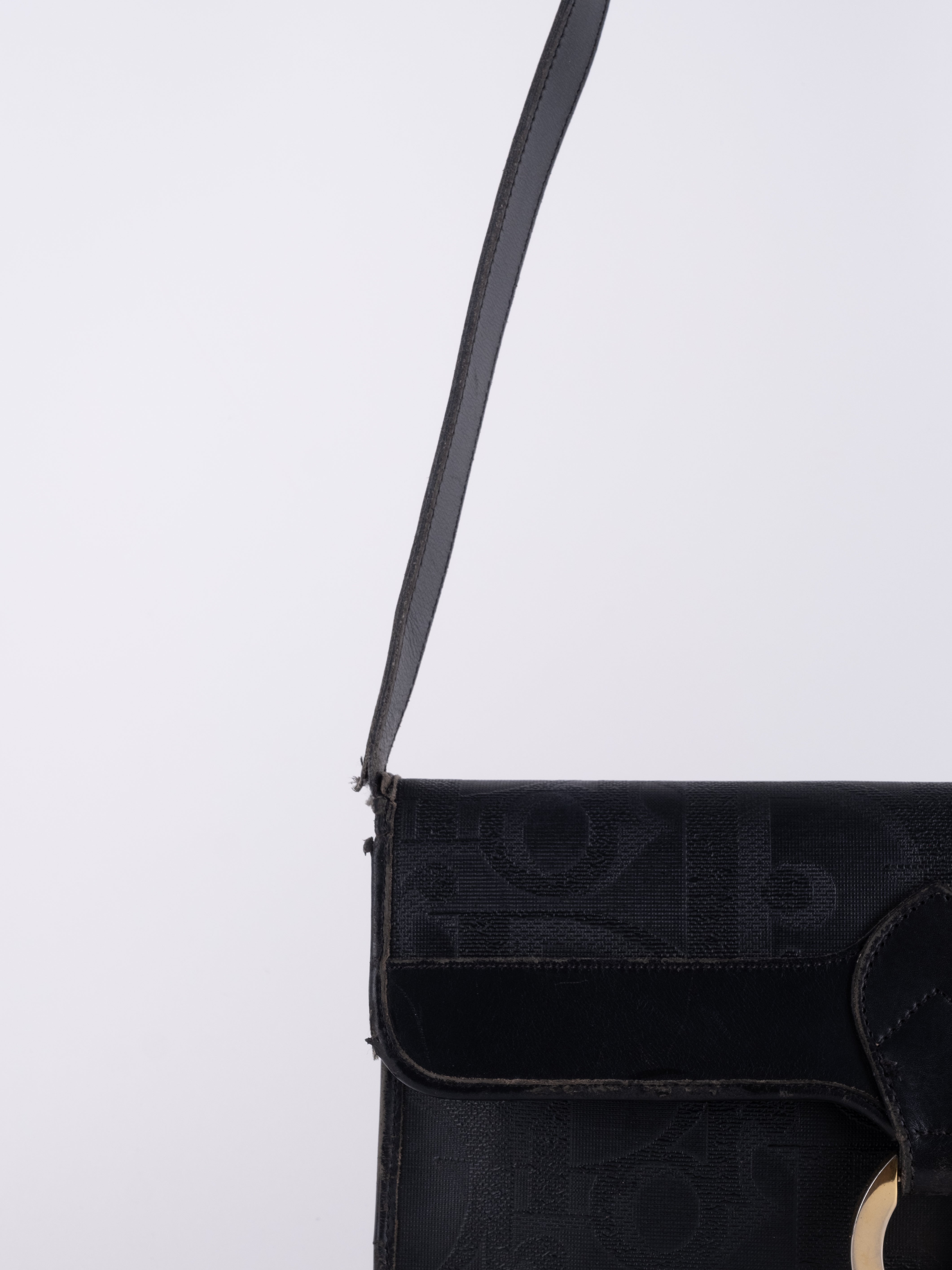 Christian Dior Vintage Monogram Shoulder Bag Black