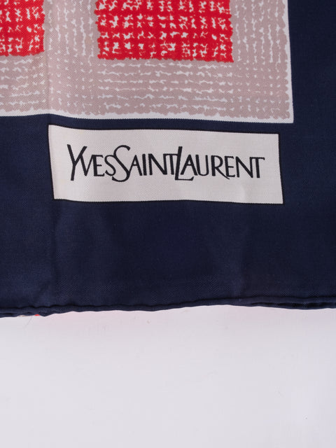 Yves Saint Laurent Vintage Silk Scarf Navy & Red