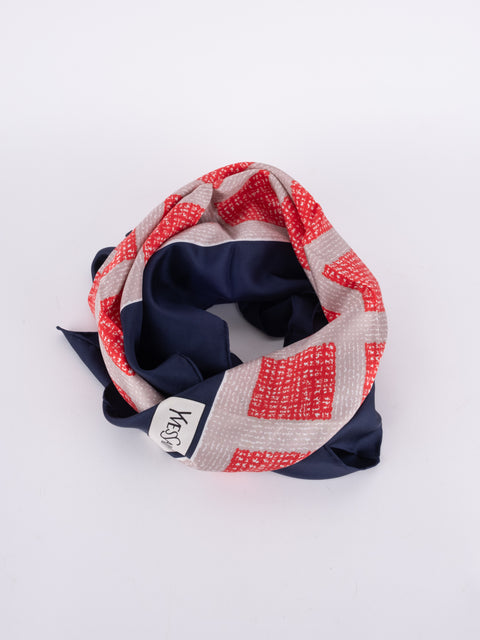 Yves Saint Laurent Vintage Silk Scarf Navy & Red