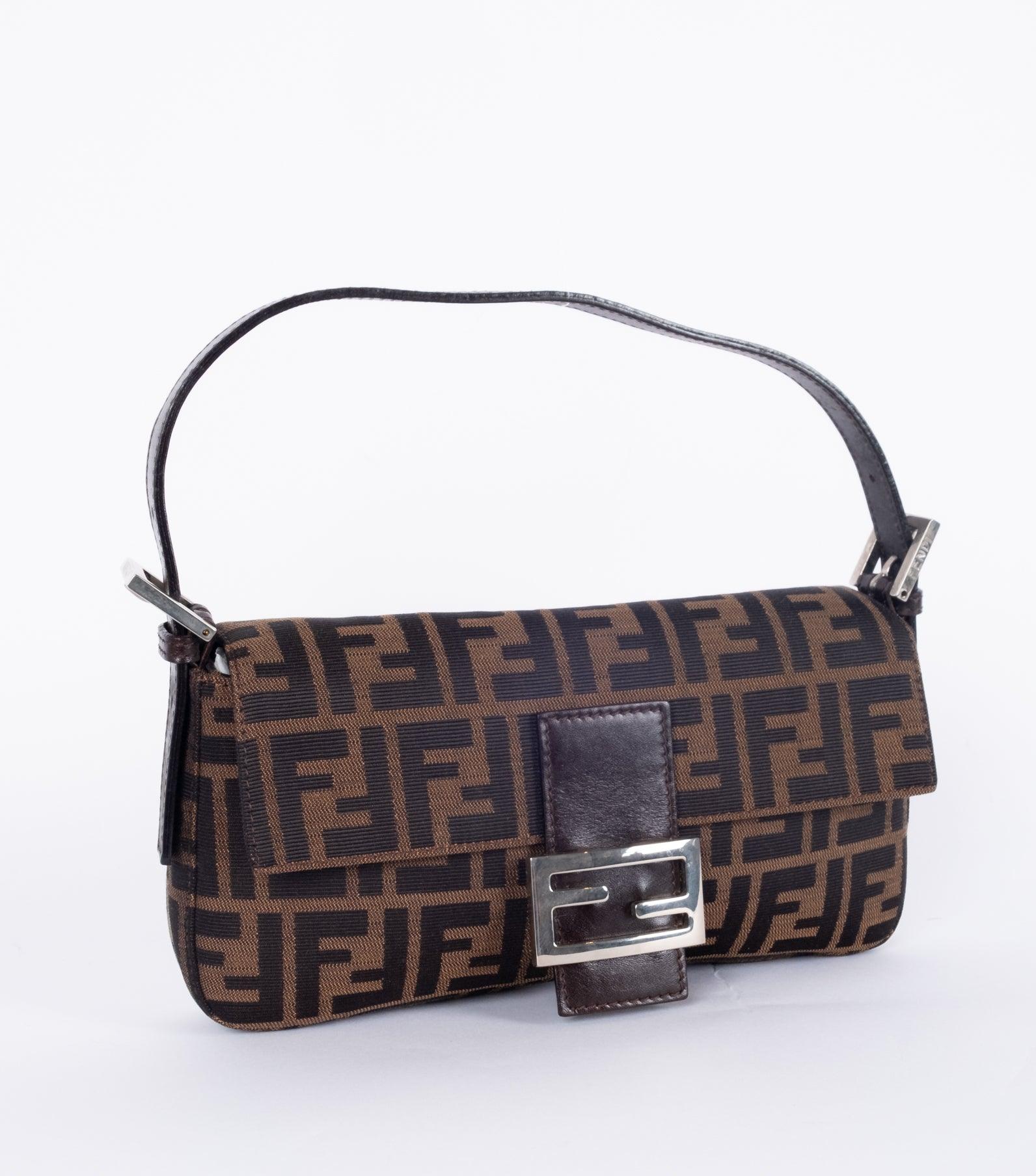 Brown Leather Macadam Handbag - Volver