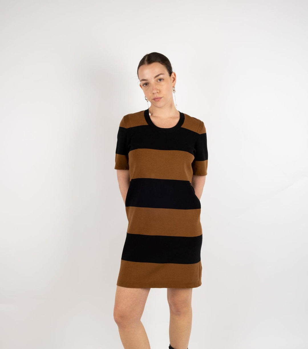 Brown-Black Stripes Dress - Volver