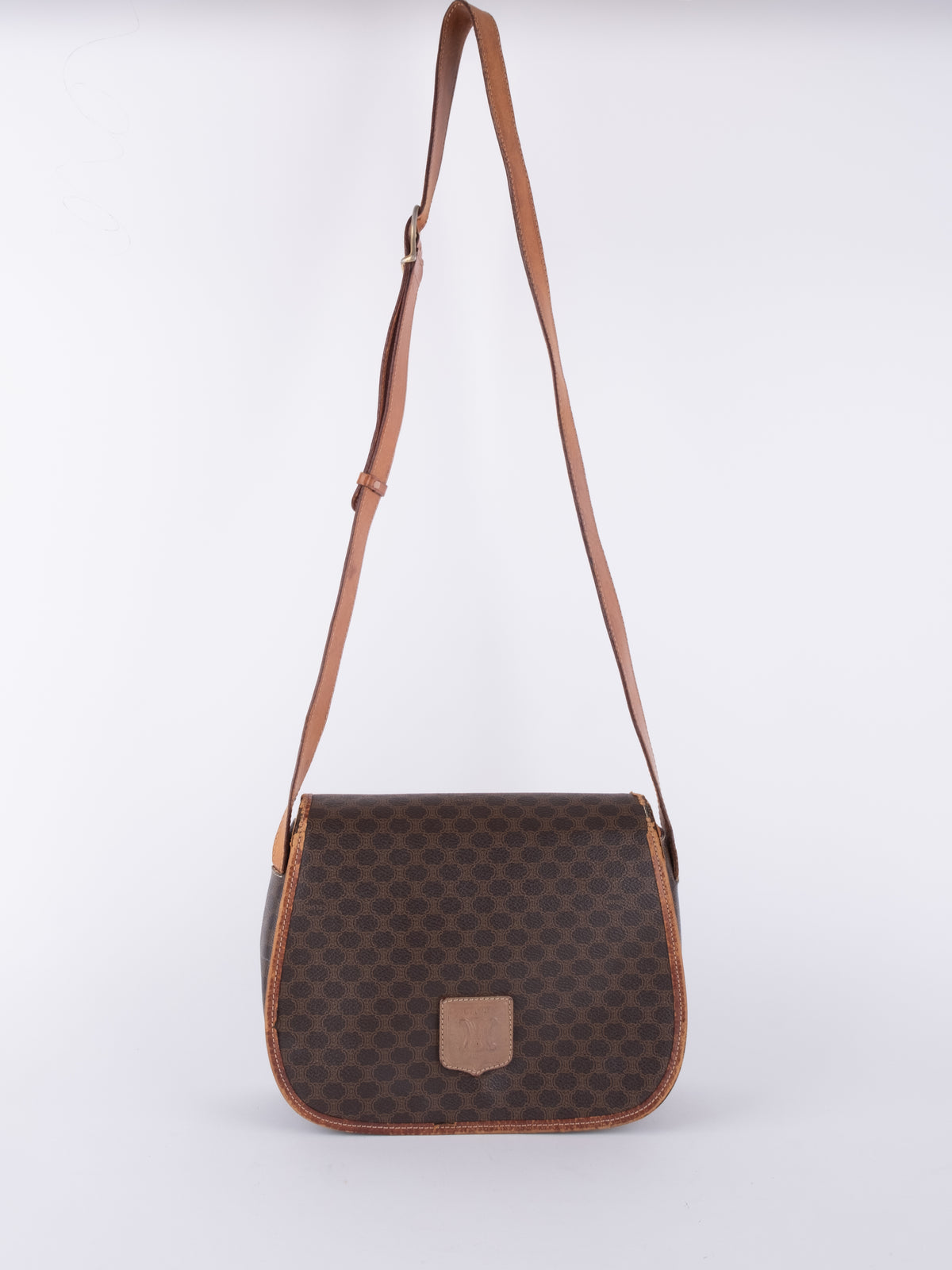 Celine Vintage Macadam Brown Flap Shoulder Bag