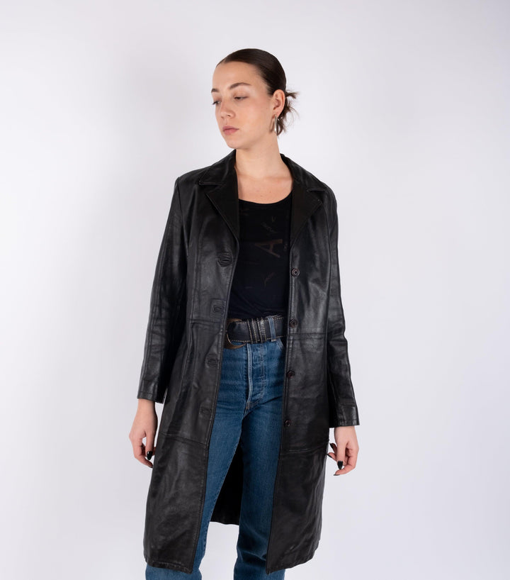 Black Leather Coat - Volver