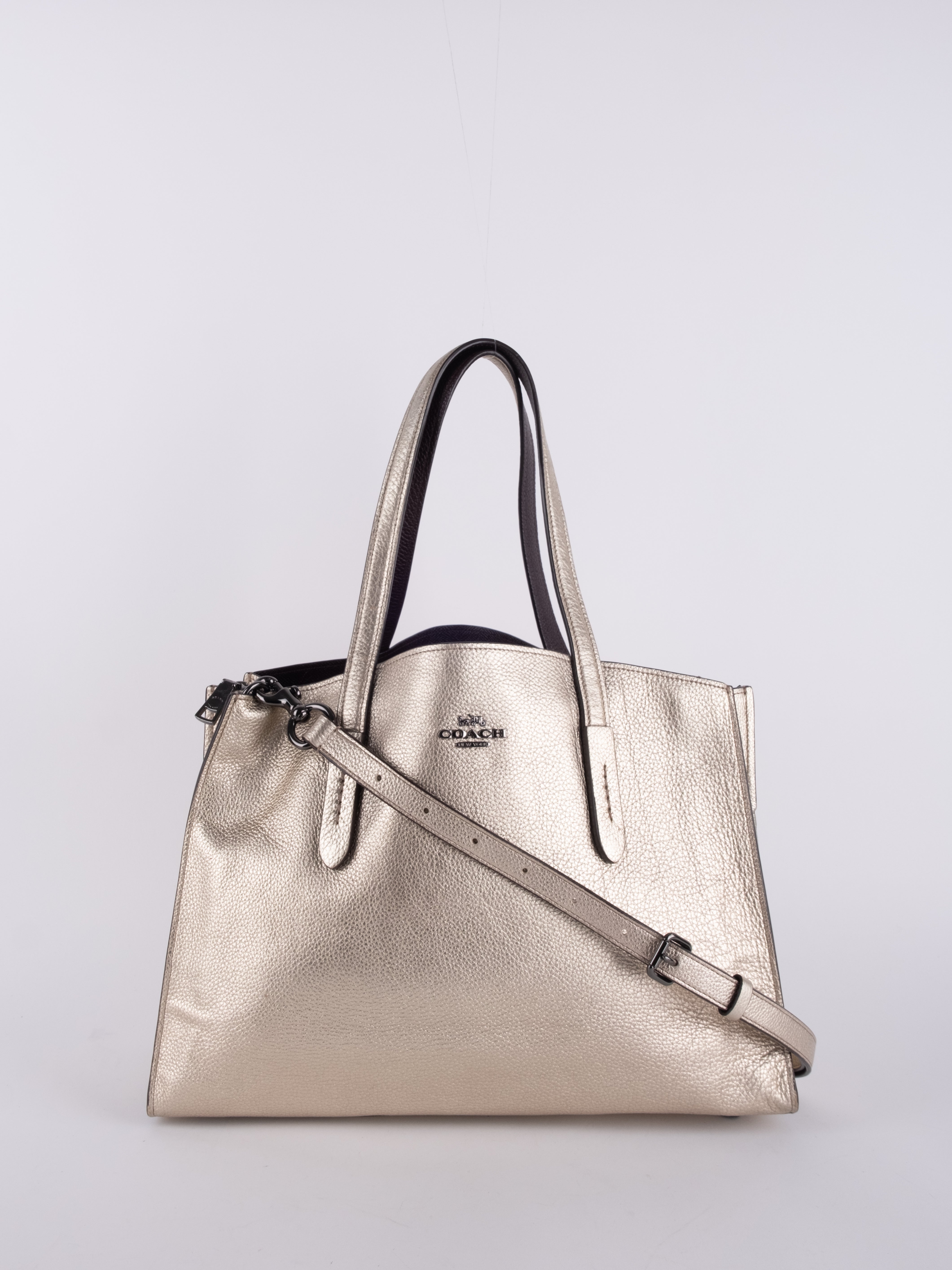 Coach Metallic Leather Tote Bag Gold