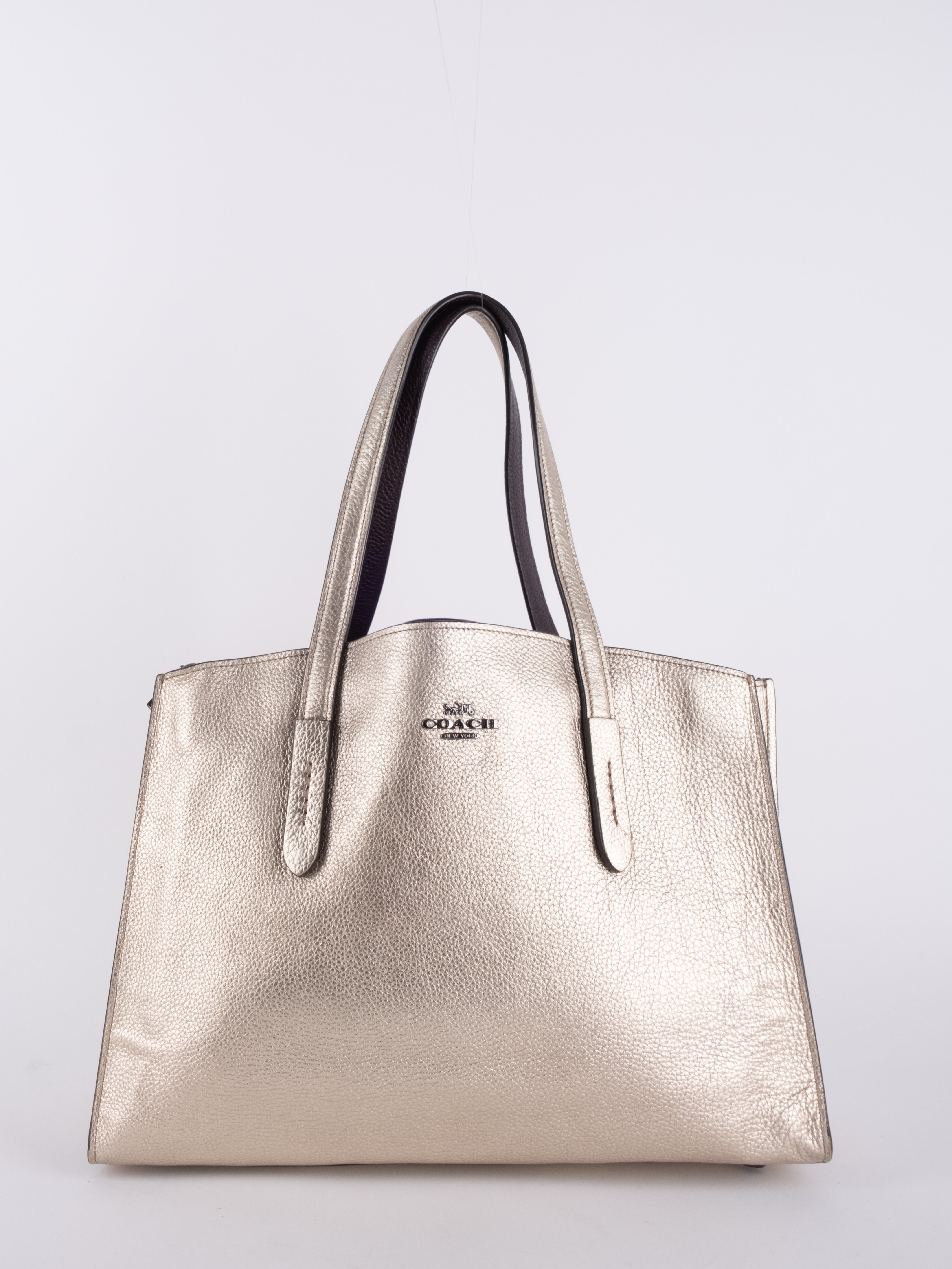 Coach Metallic Leather Tote Bag Gold