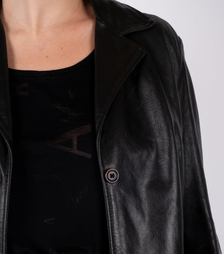 Black Leather Coat - Volver