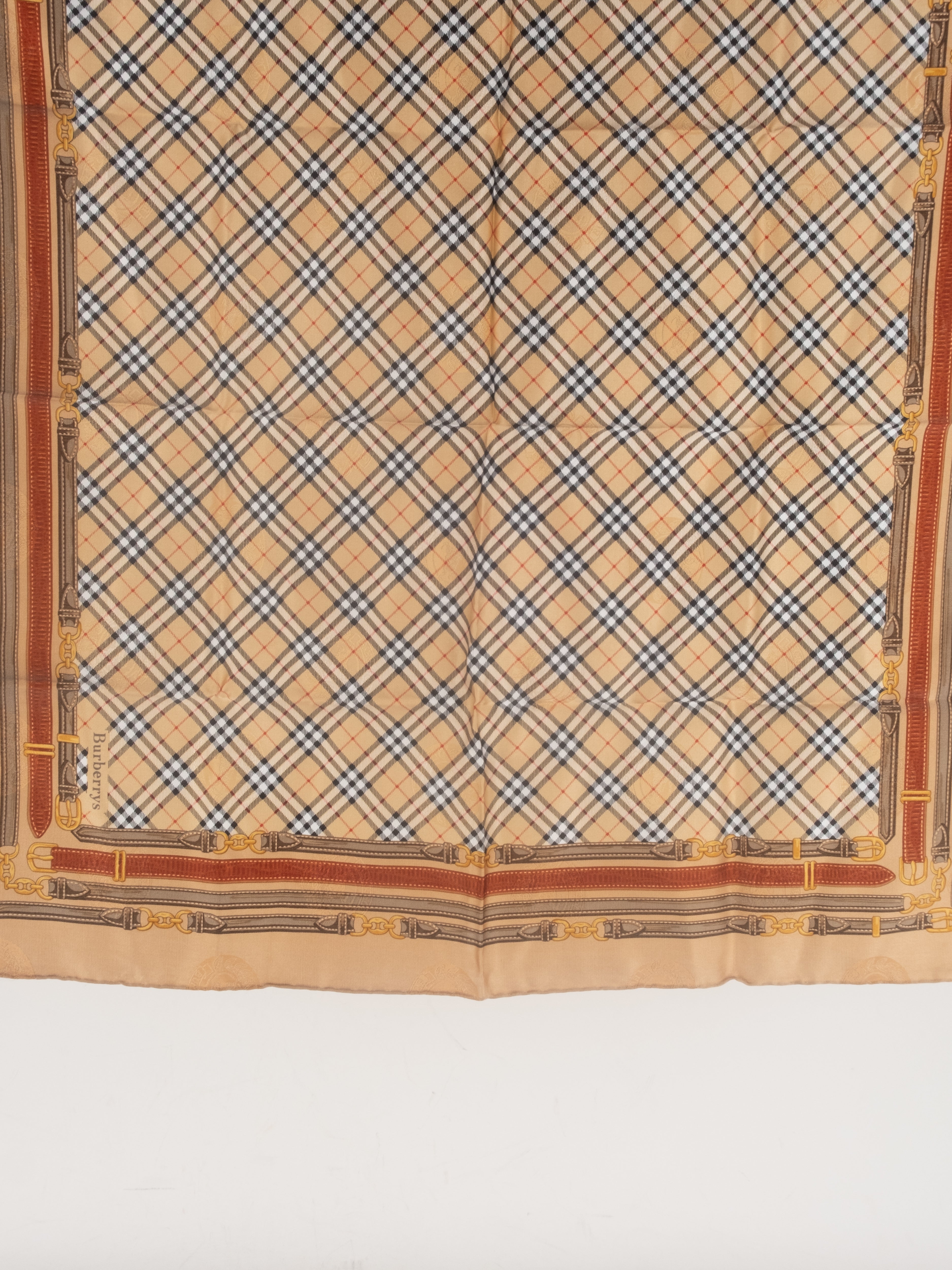 Burberry Vintage Checked Silk Scarf – Beige & Camel